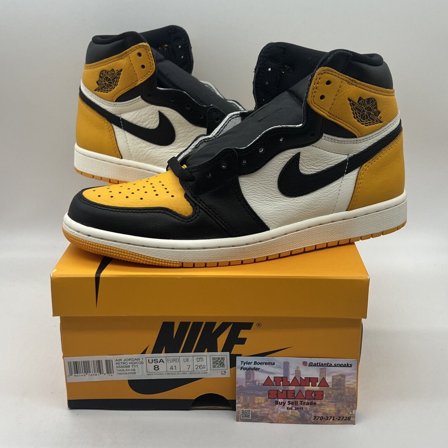 Size 8 - Jordan 1 Retro OG High Yellow Toe Brand New Og All