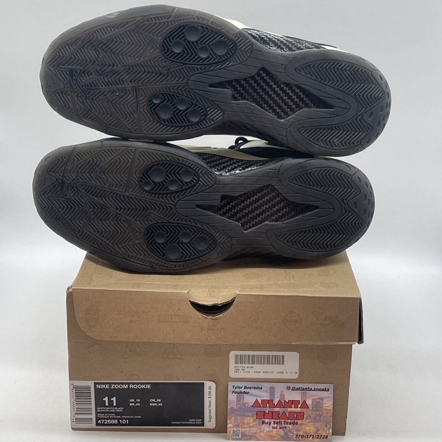 Size 11 - Nike Zoom Rookie Glow In The Dark White Black Silver (472688-101)