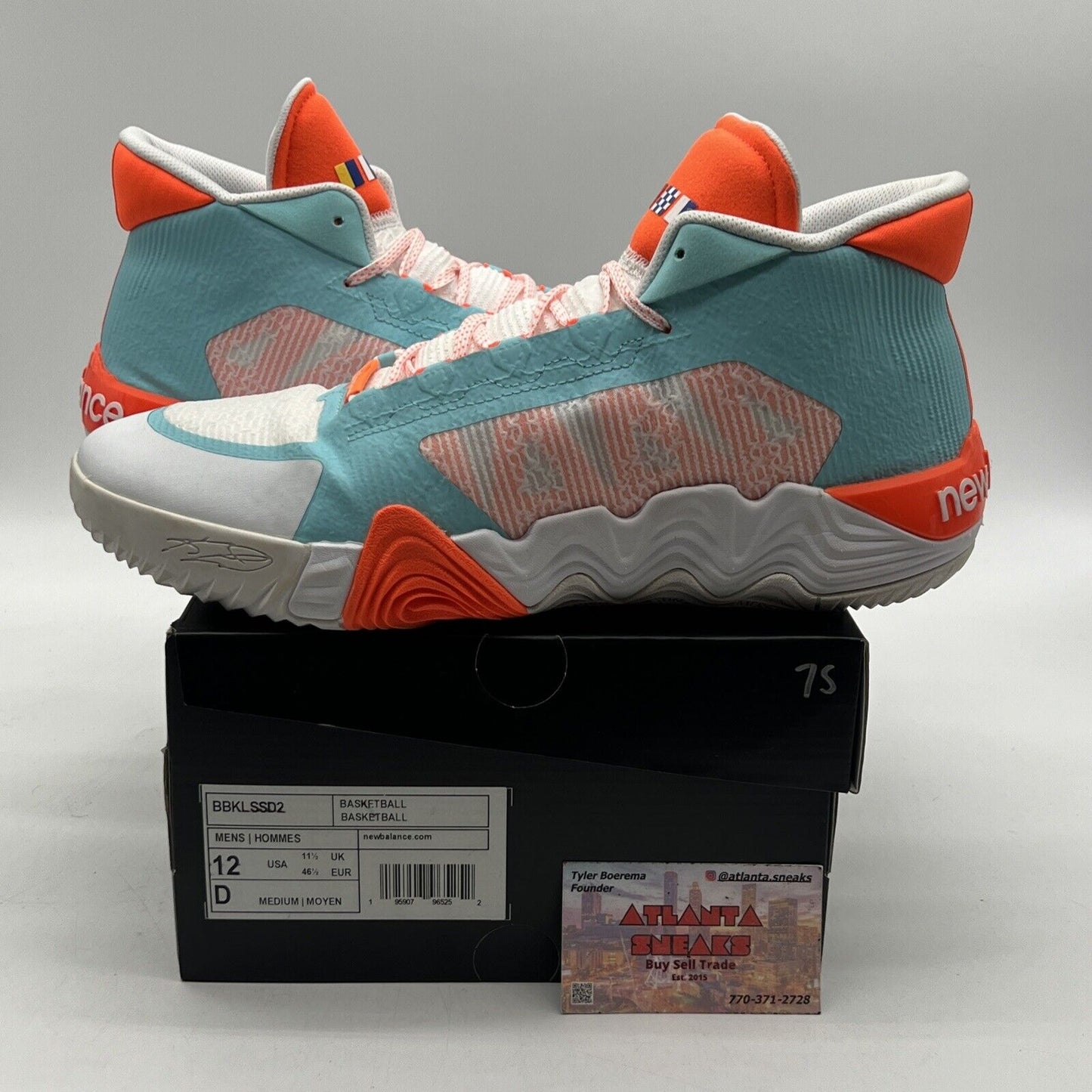 Size 12 - New Balance KAWHI 2 Clippers White Aqua Orange (BBKLSSD2)