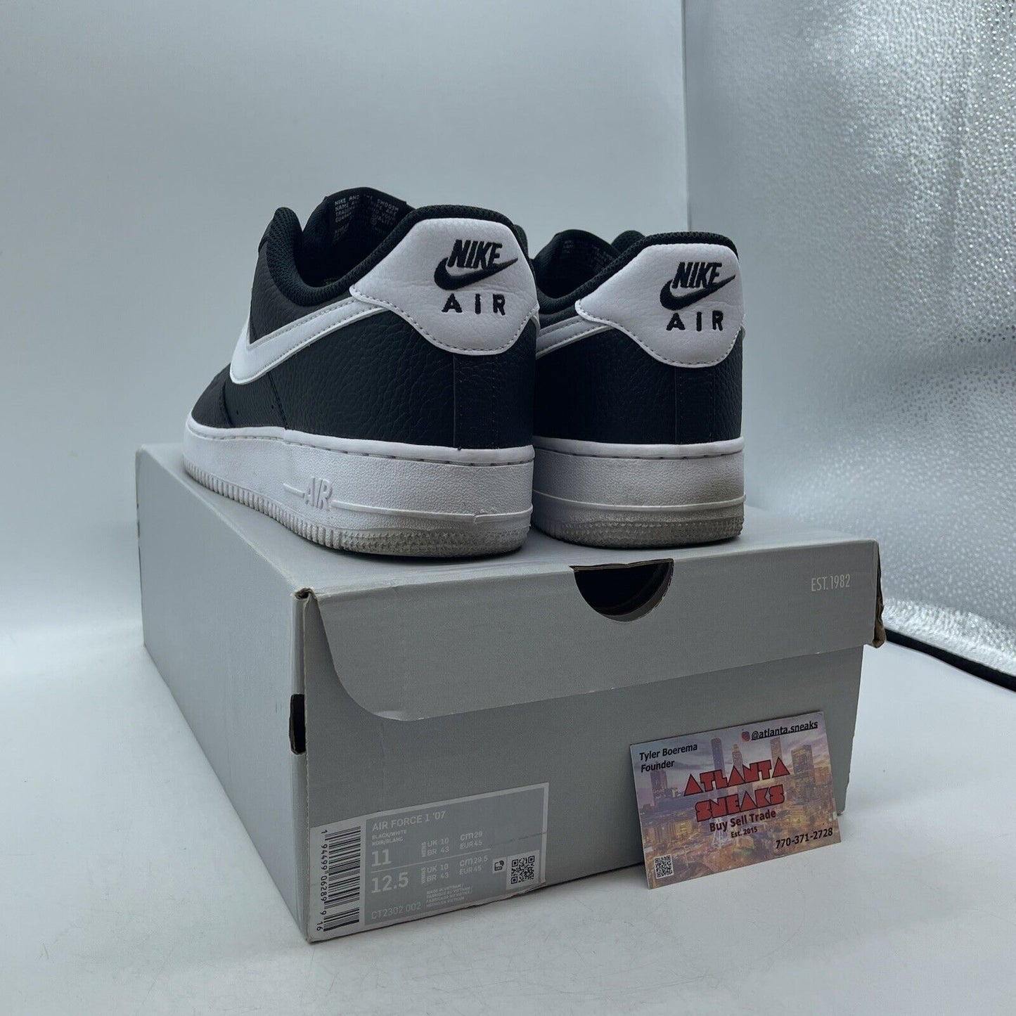 Size 11 - Nike Air Force 1 Black White Leather (CT2302-002)