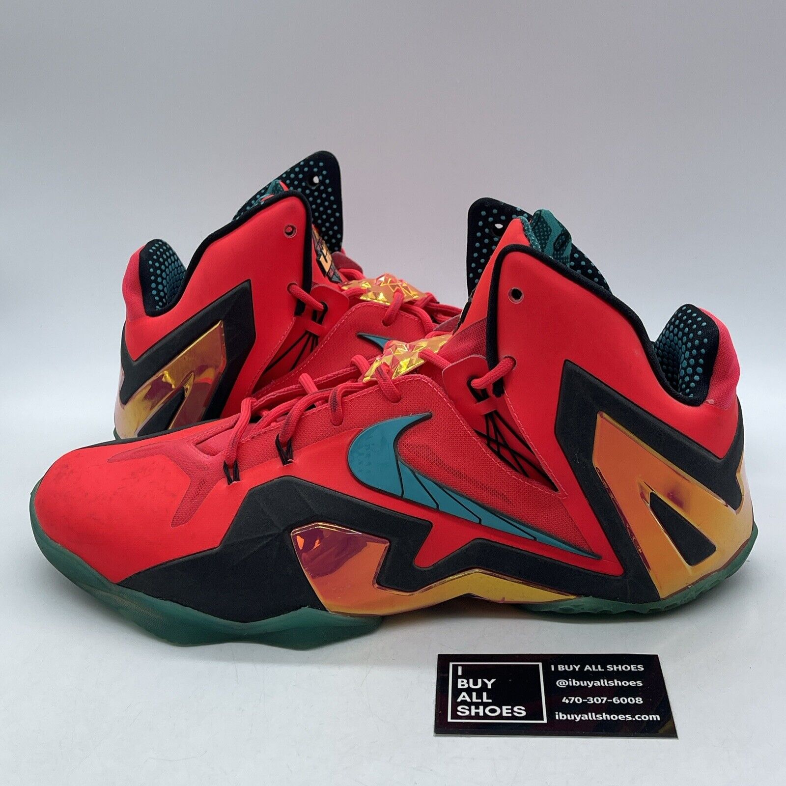 Size 13 - Nike LeBron 11 Elite Hero Pack Red  Blue Black Suede (642846-600)