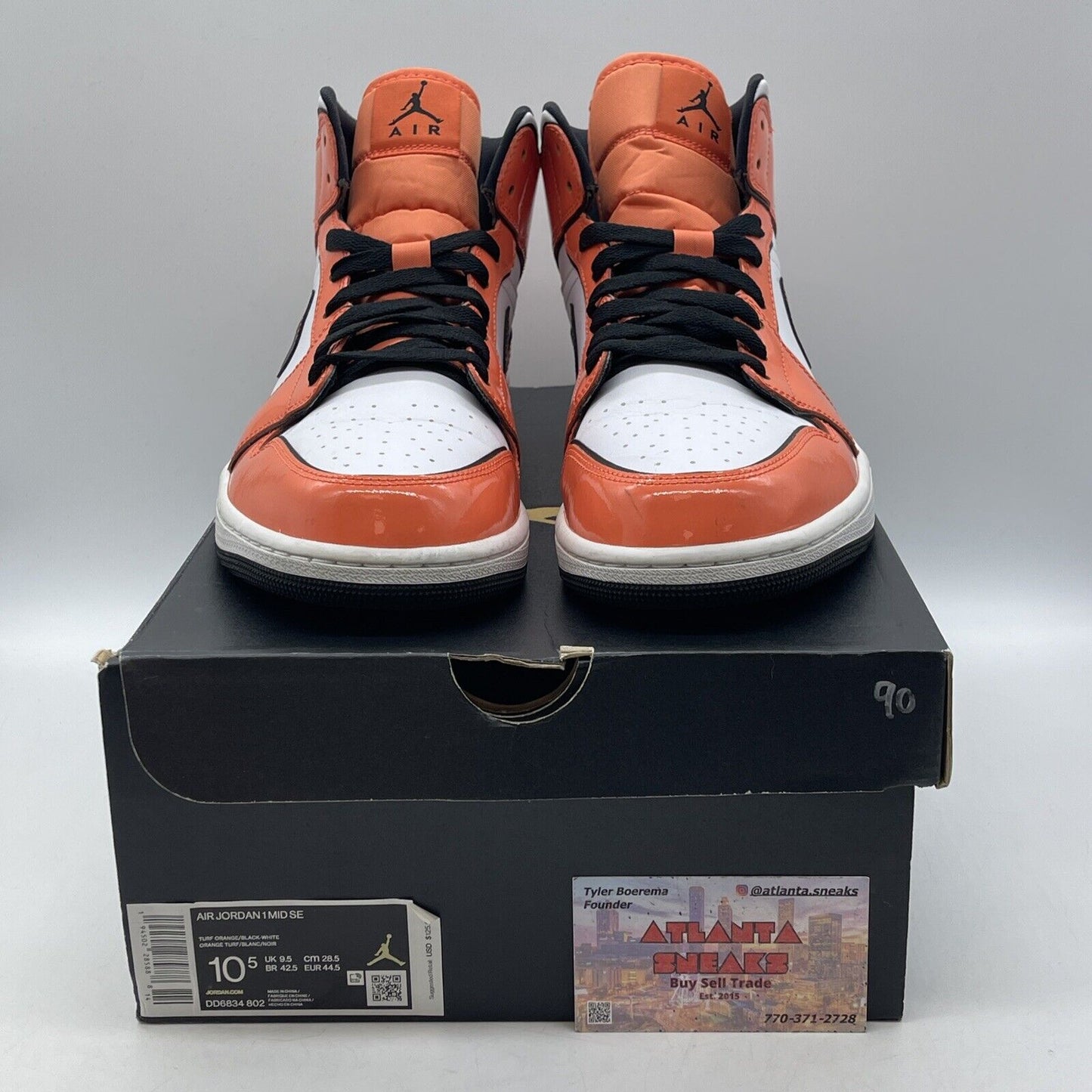 Size 10.5 - Air Jordan 1 SE Mid Turf Orange White Black Leather (DD69834-802)