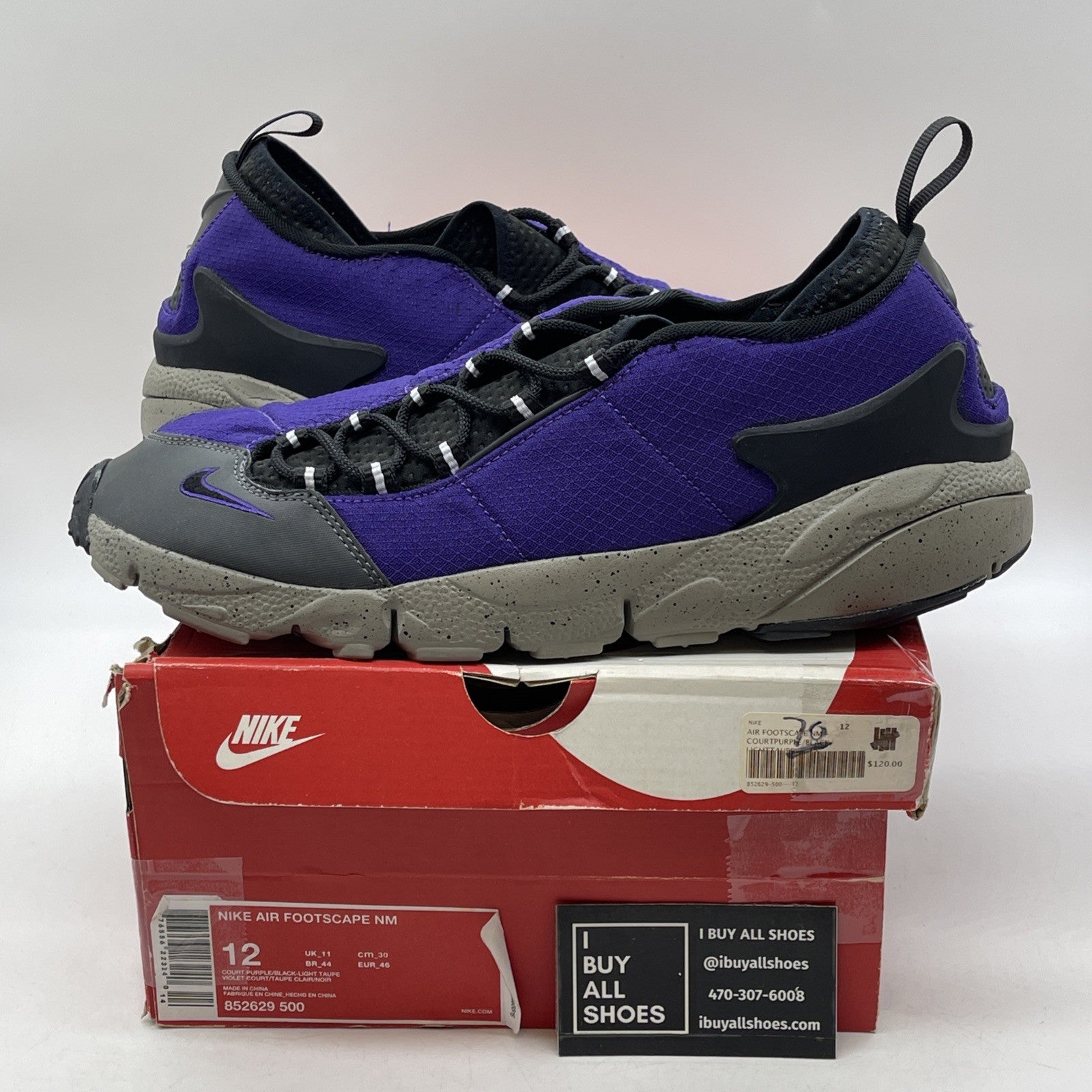 Size 12 - Nike Air Footscape NM Court Purple Black Grey Suede (852629-500)