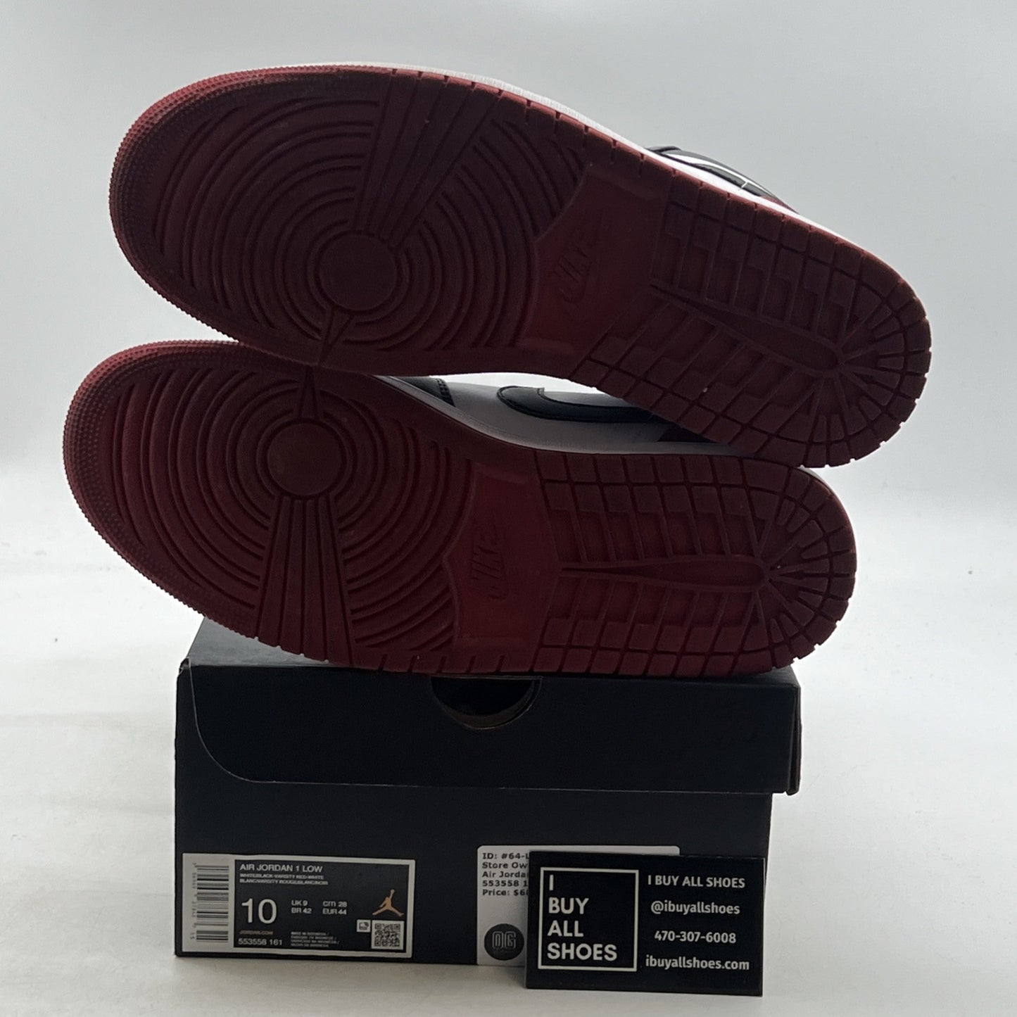 Size 10 - Air Jordan 1 Low Bred Toe 2.0 (553558-161)