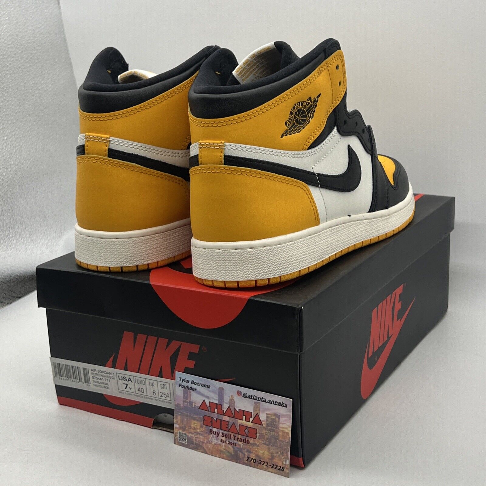 Size 7 - Jordan 1 Retro OG High Yellow Toe Black White (575441-711)