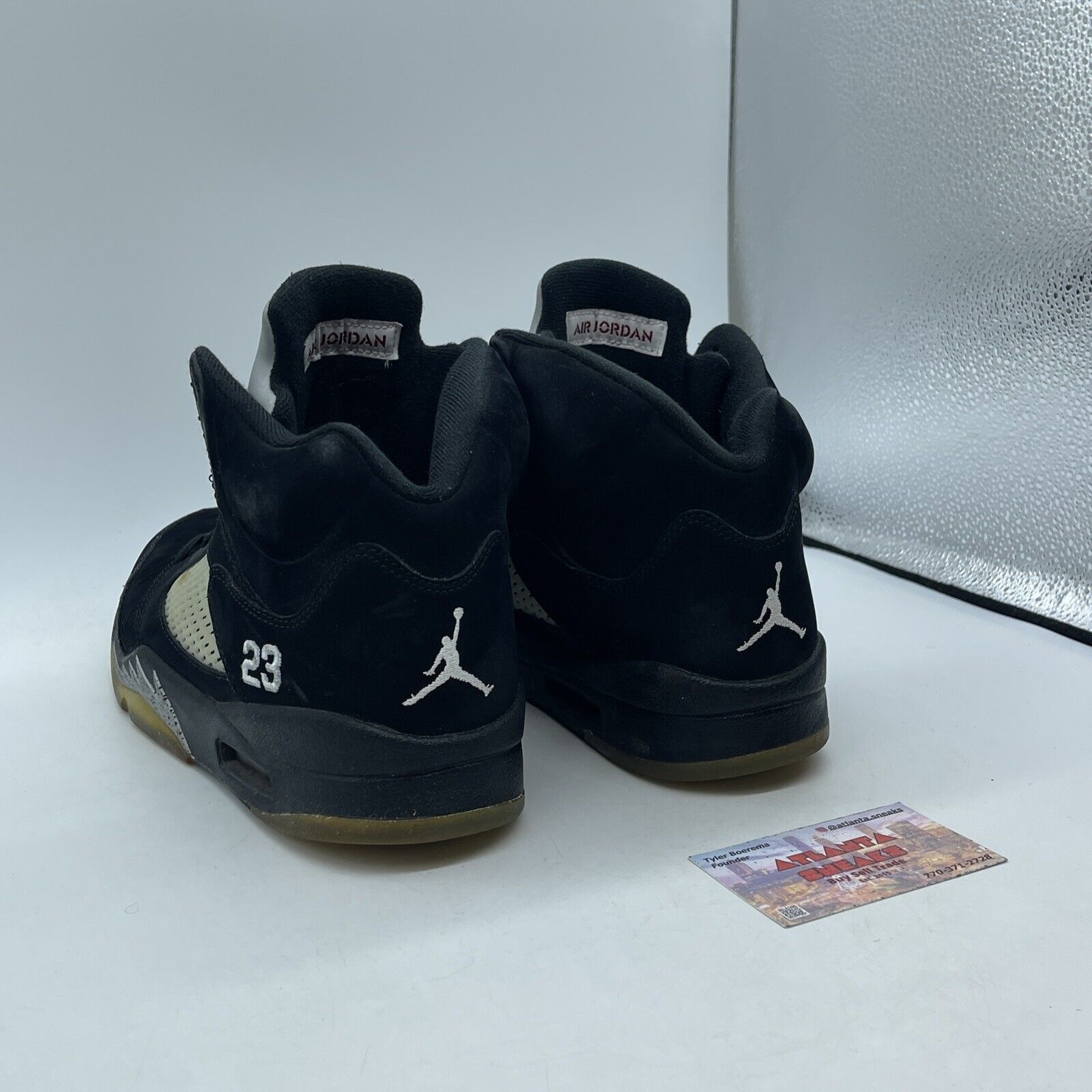 Size 9.5 - Air Jordan 5 Retro 2011 Metallic Black Silver Suede (136027-010)
