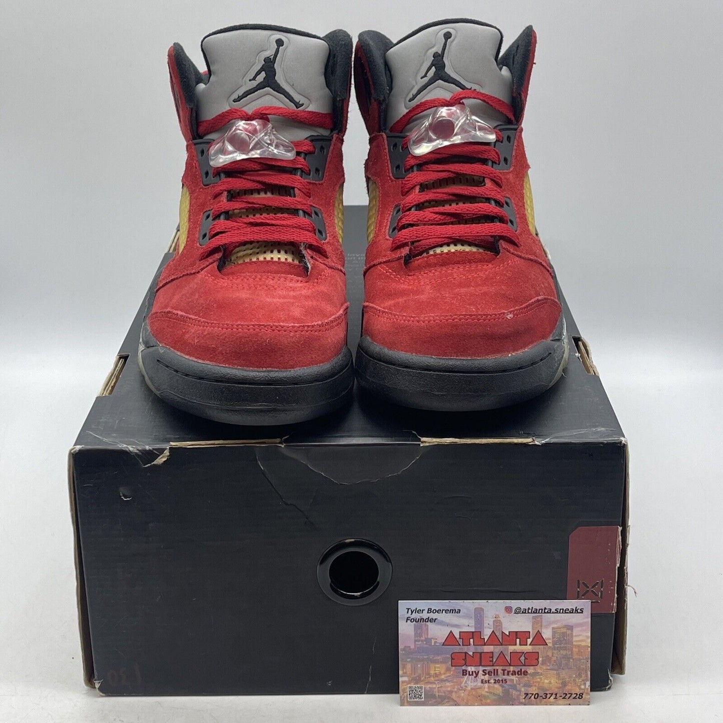 Size 8 - Air Jordan 5 Retro Raging Bull Red Suede Black Silver (136027-601)