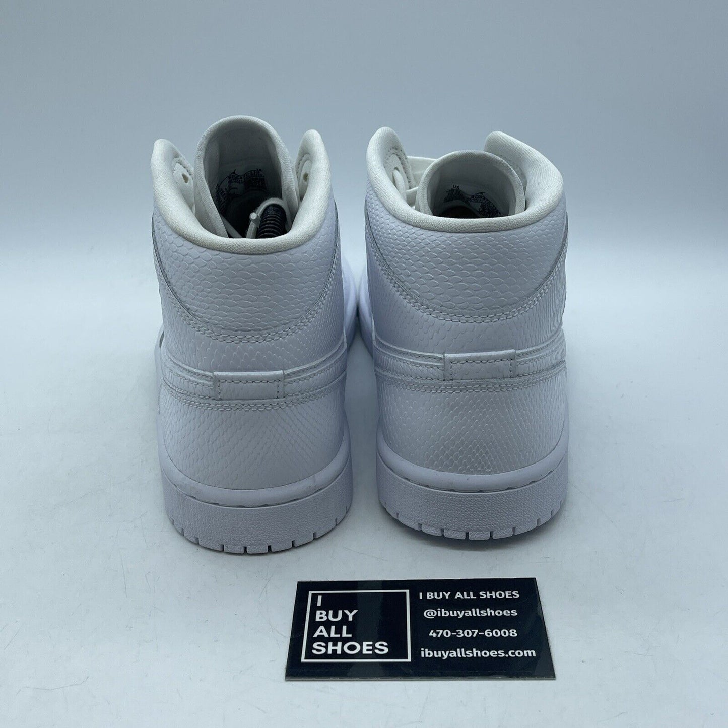 Size 9.5W - Air Jordan 1 Mid White Snakeskin Leather (BQ6472-110)