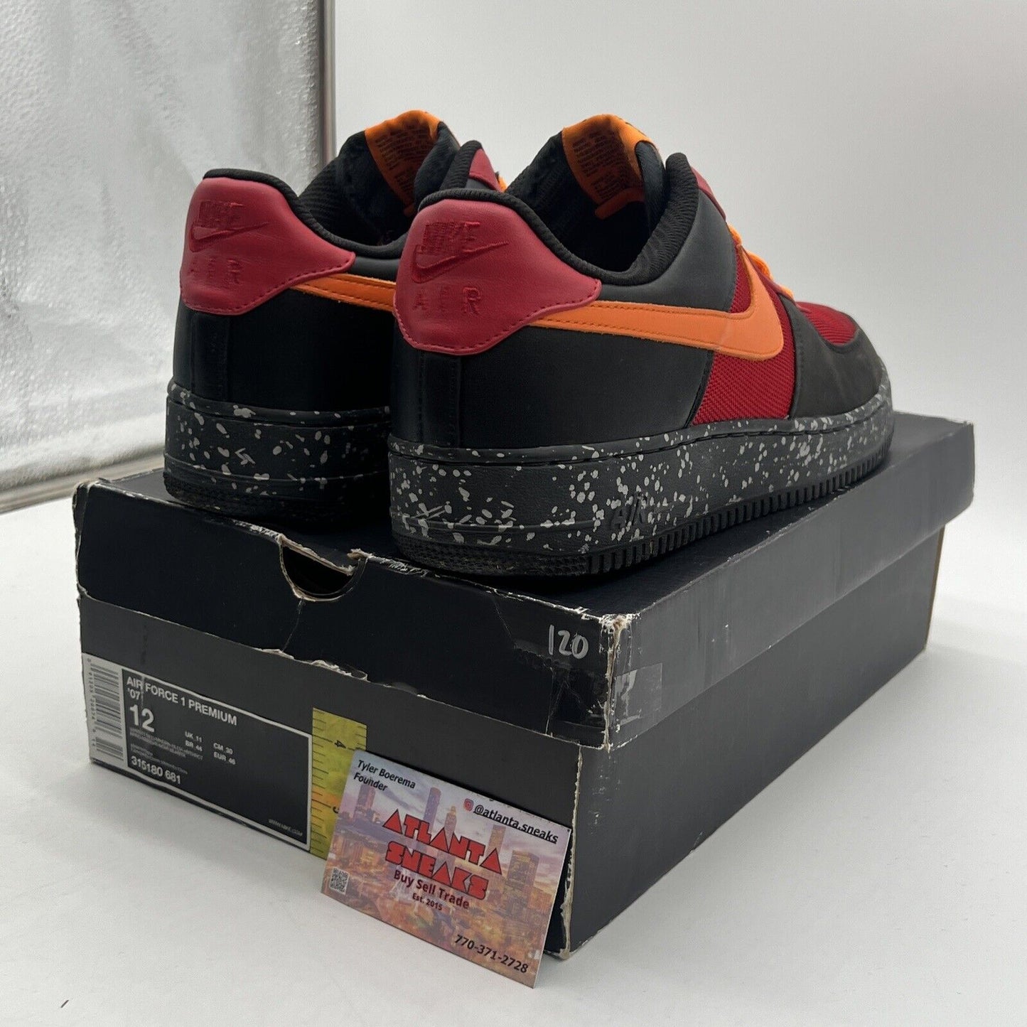 Size 12 - Nike Air Force 1 Premium Red Orange Red Leather (315180-681)