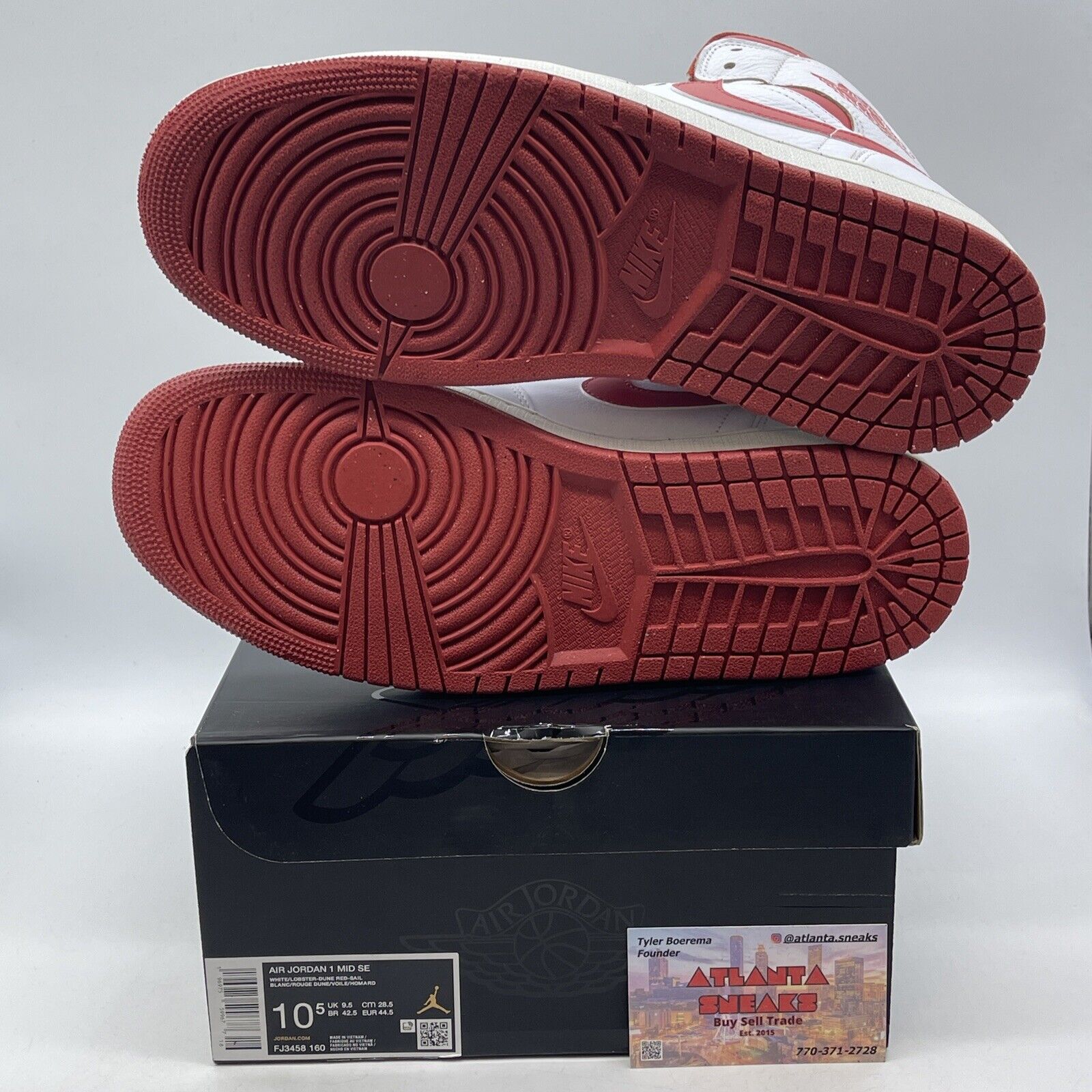 Size 10.5 - Air Jordan 1 Mid SE White Dune Red Leather (FJ3458-160)