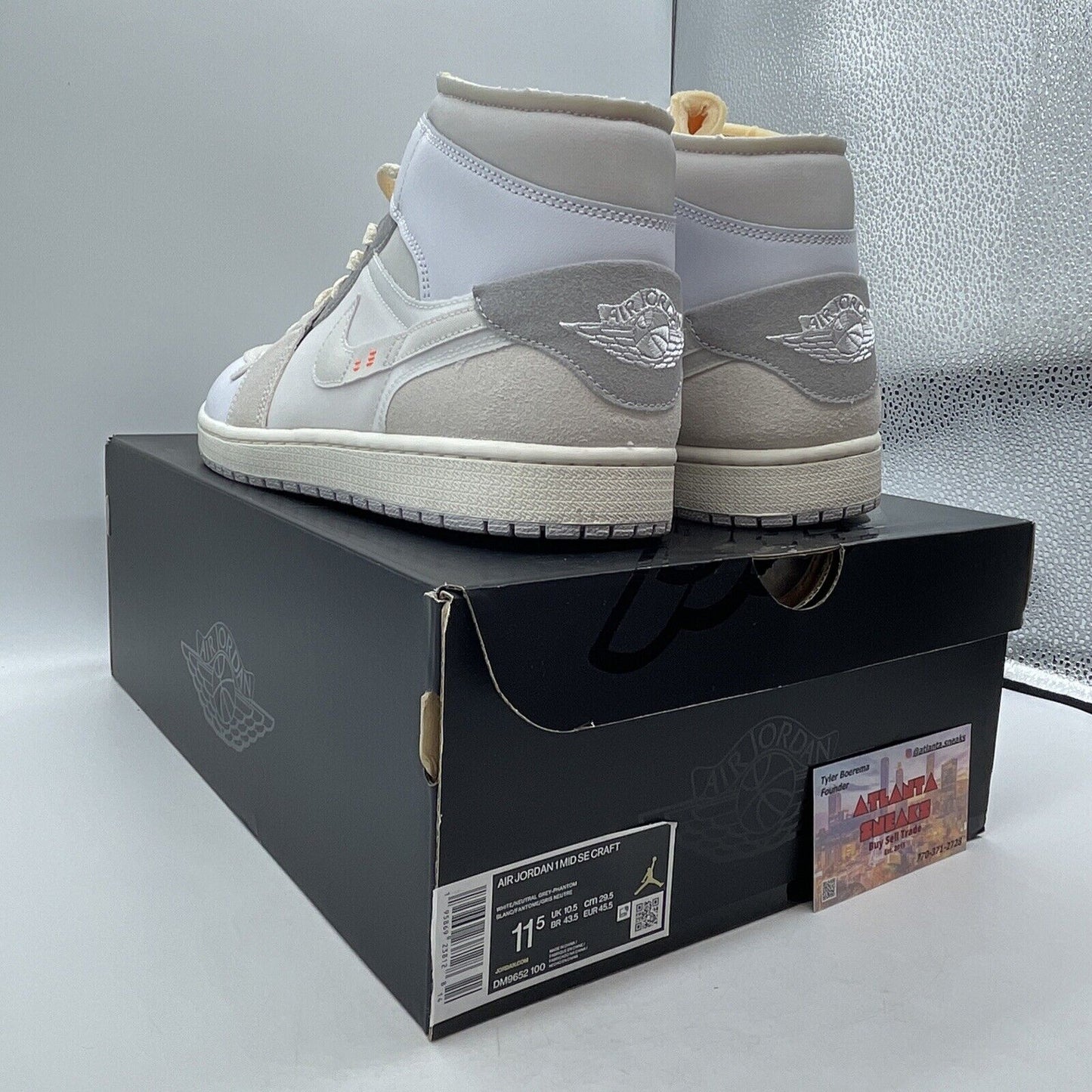 Size 11.5 - Jordan 1 Mid SE Craft Inside Out White Grey Suede (DM9652-100)