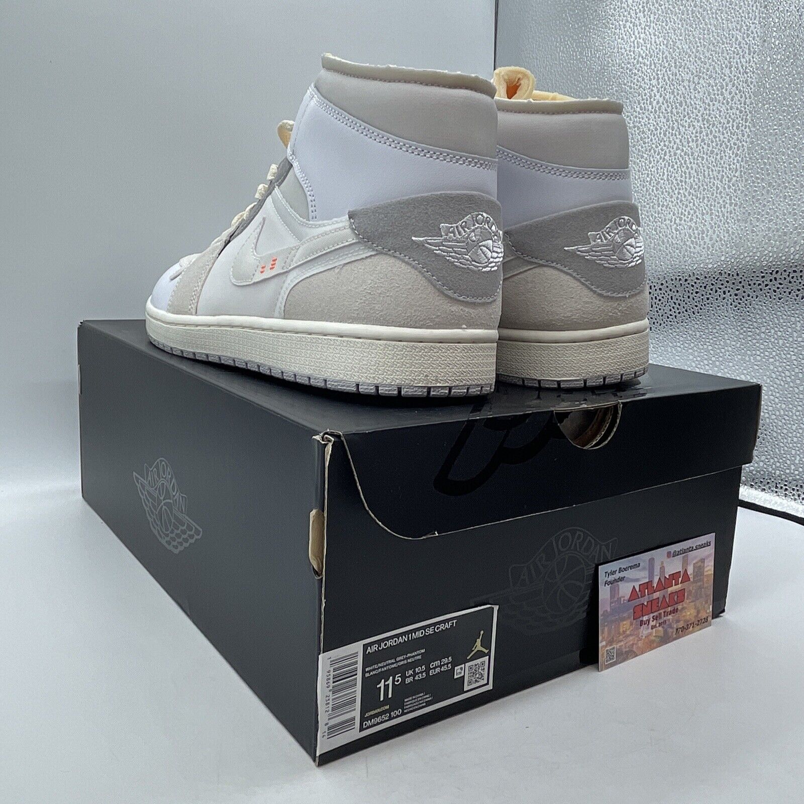 Size 11.5 - Jordan 1 Mid SE Craft Inside Out White Grey Suede (DM9652-100)