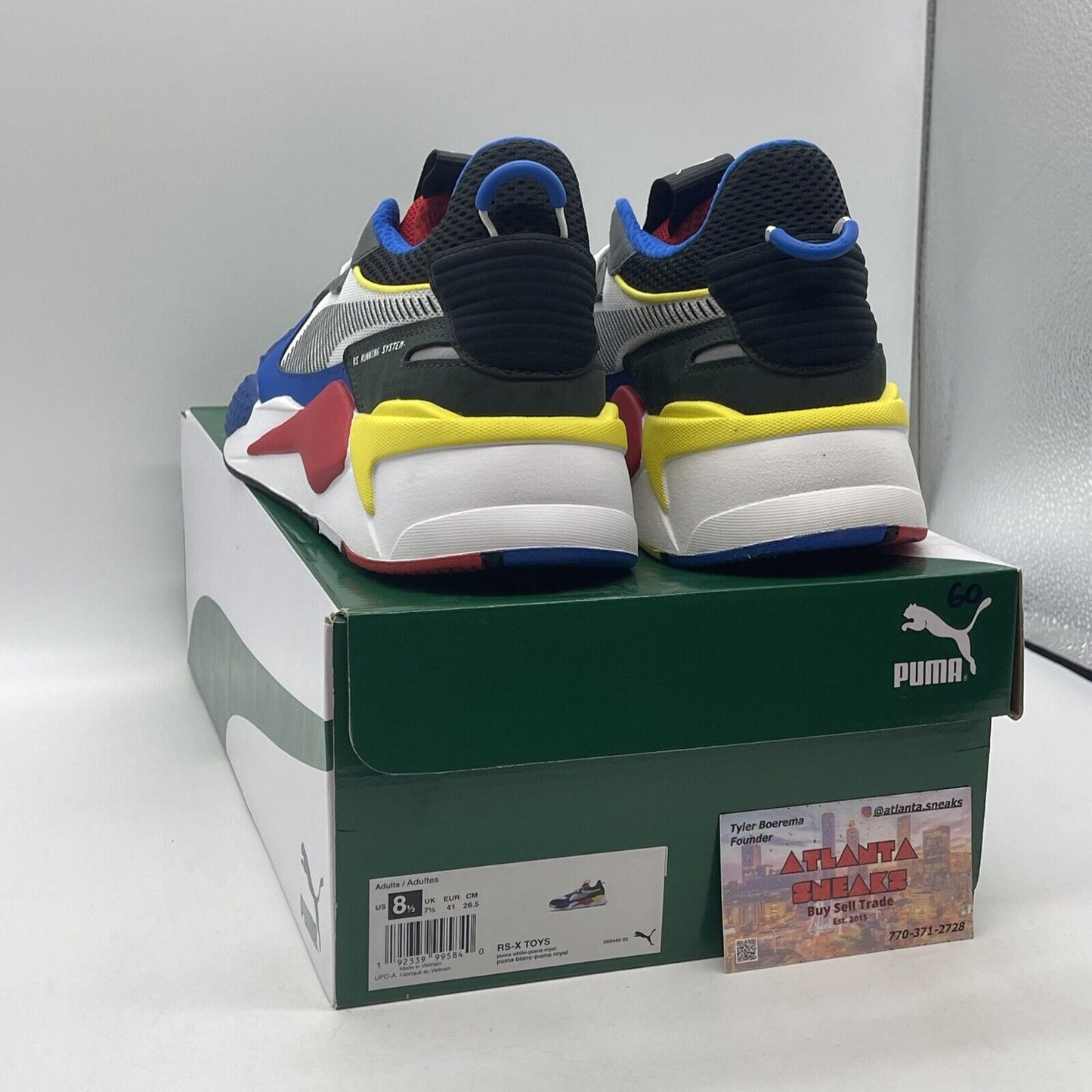 Size 8.5 - PUMA RS-X Toys White Yellow Red Black Suede Leather (369449-02)