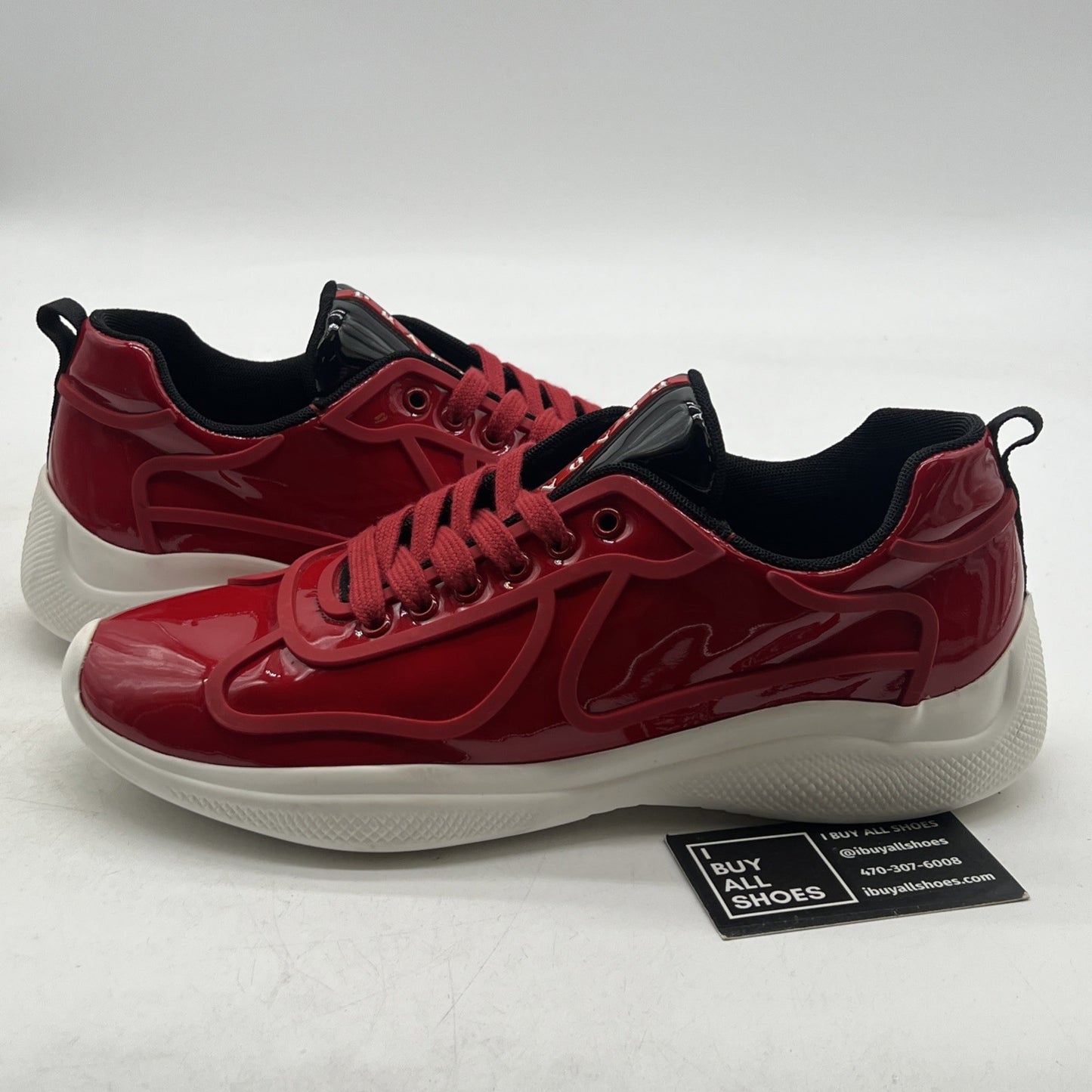 Size 8.5P - PRADA Men's Americas Cup Sneakers Red