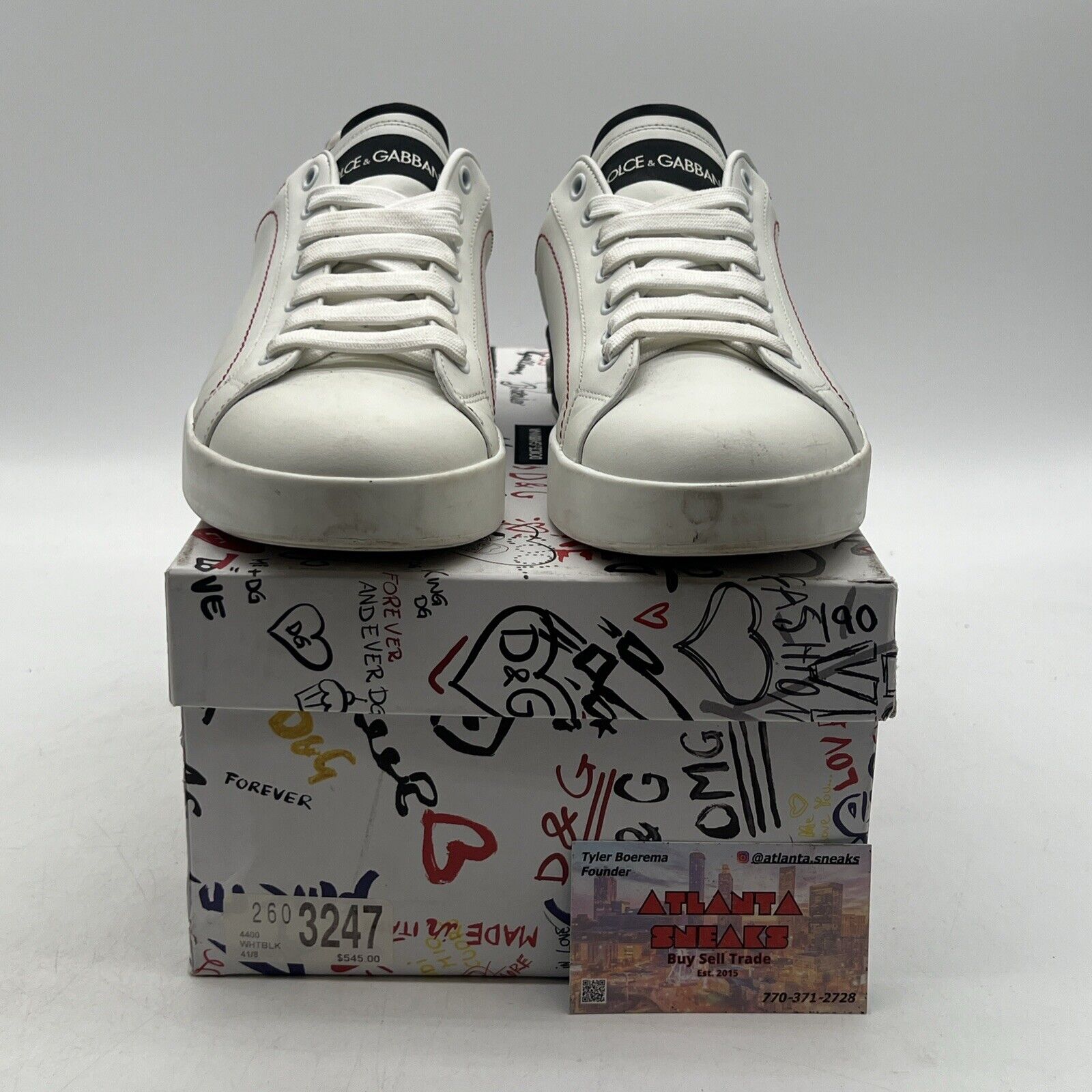 Size 8 - Dolce&Gabbana Low White Leather (CS1587-AH526-8l617)