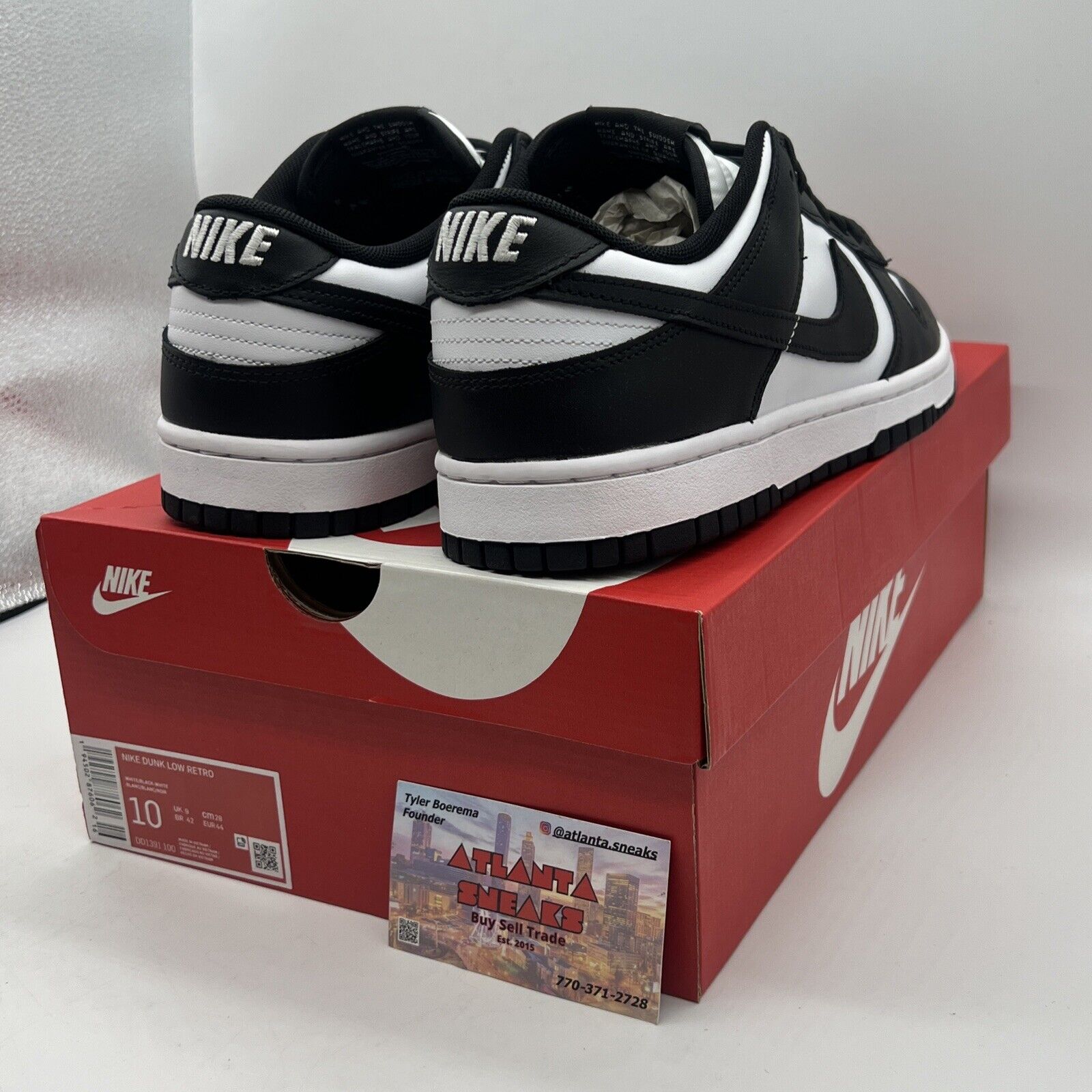 Size 10 - Nike Dunk Low Black White Brand New Og All