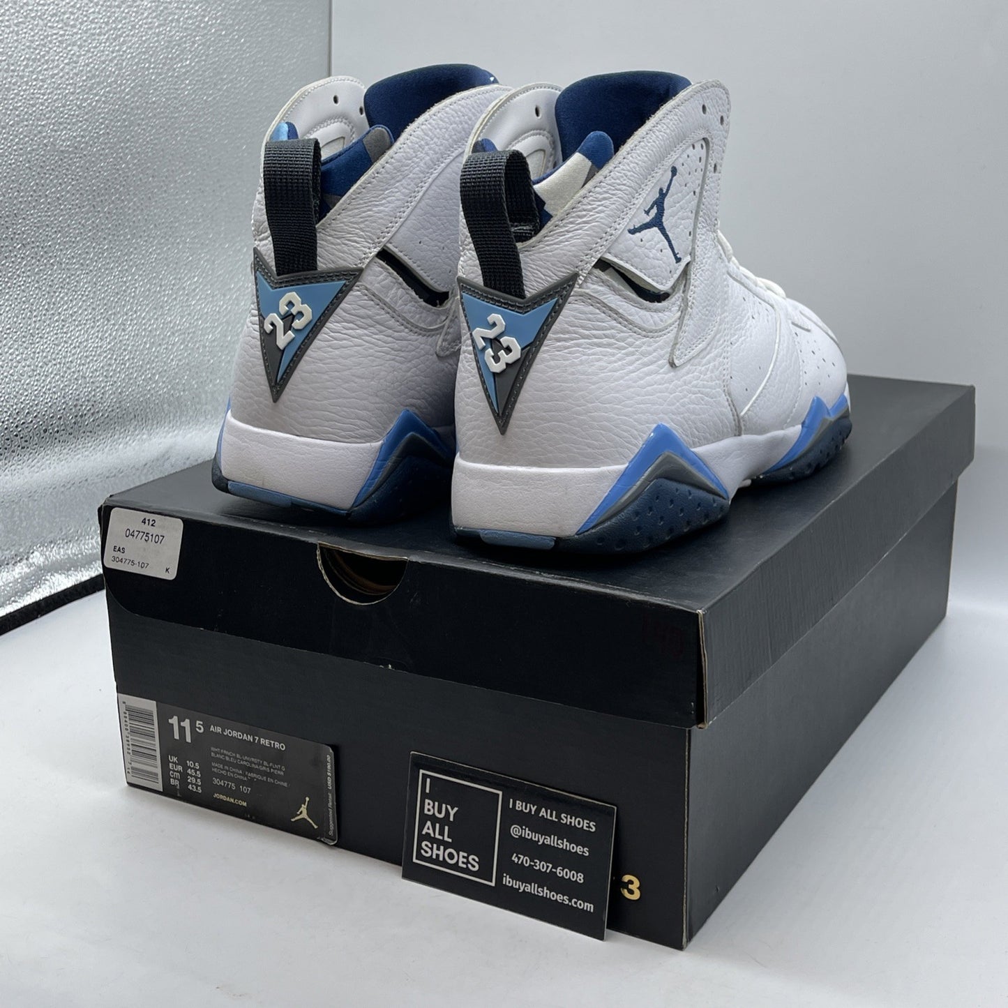 Size 11.5 - Air Jordan 7 Retro 2015 French Blue White Leather (304775-107)