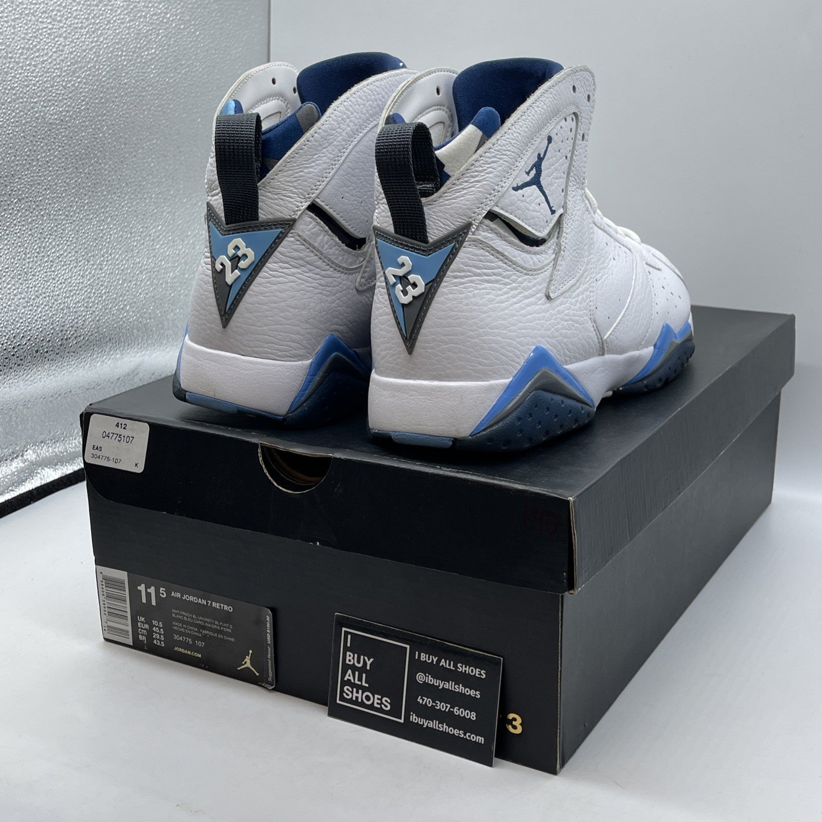 Size 11.5 - Air Jordan 7 Retro 2015 French Blue White Leather (304775-107)