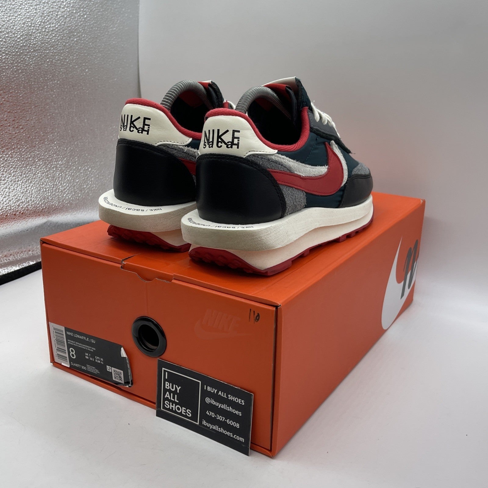 Size 8 - Nike sacai x Undercover x LDWaffle Midnight Spruce University Red