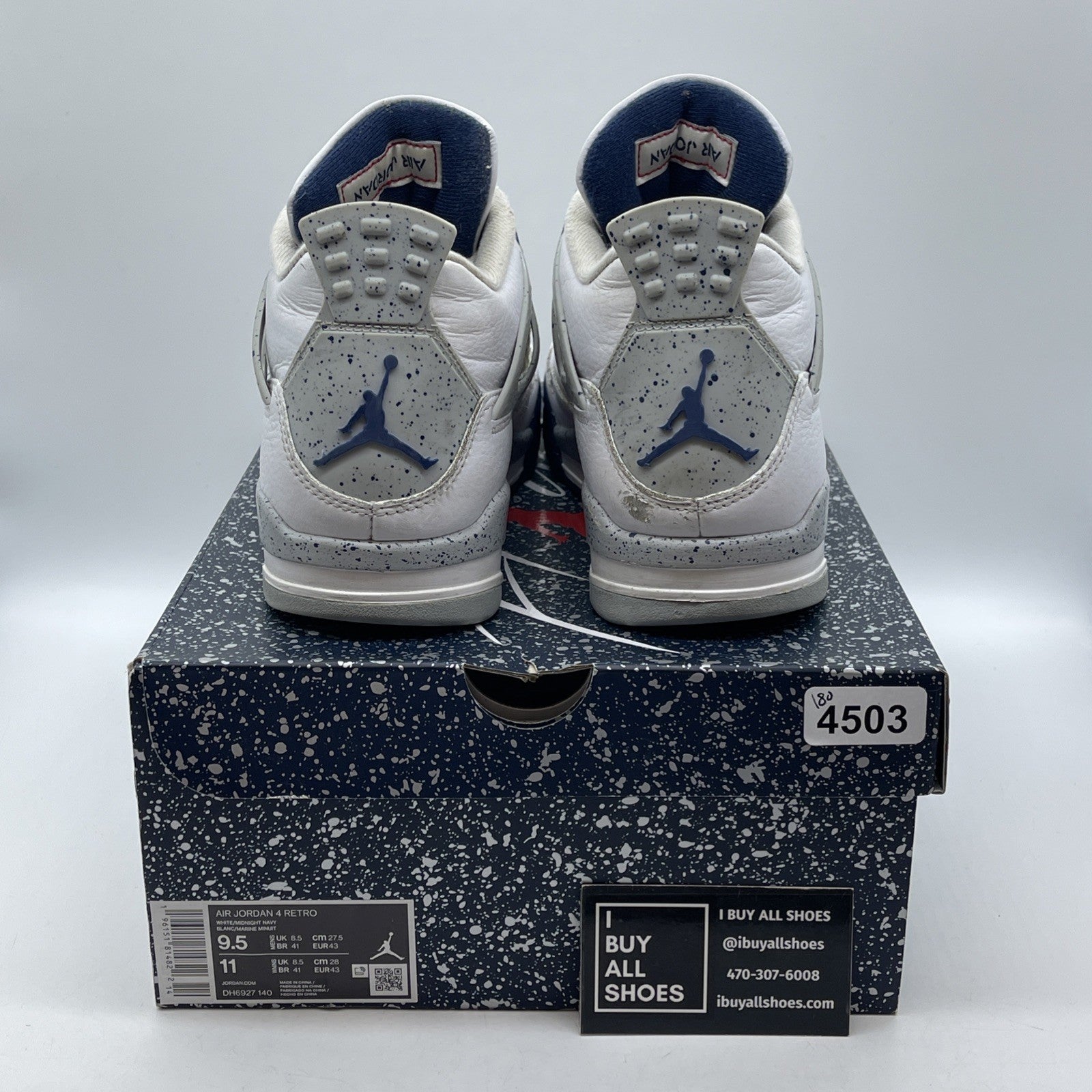 Size 9.5 - Jordan 4 Retro Mid Midnight Navy White Leather (DH6927-140)