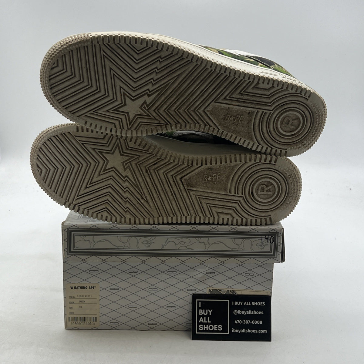 Size 10 - A Bathing Ape Bapesta Low ABC Camo - Green (1H30191011)