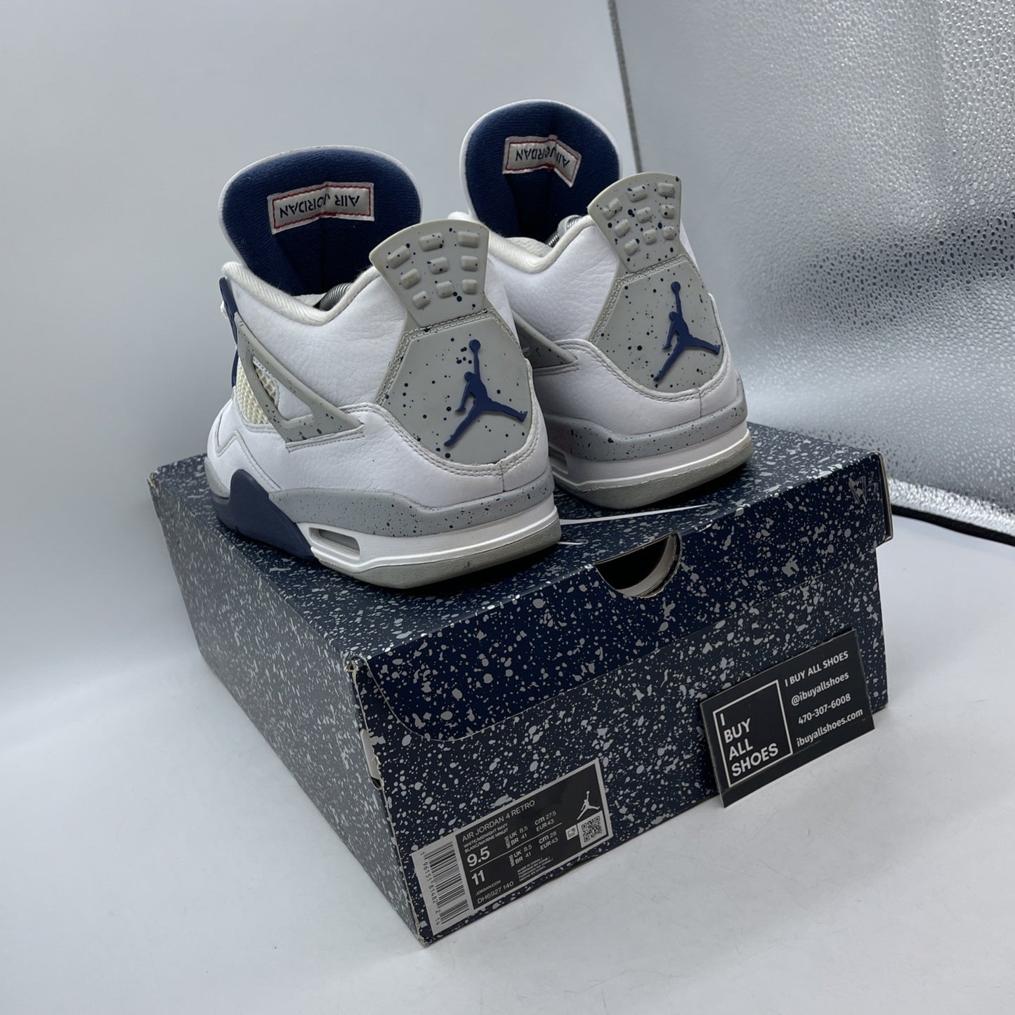 Size 9.5 - Jordan 4 Retro Mid Midnight Navy White Leather (DH6927-140)