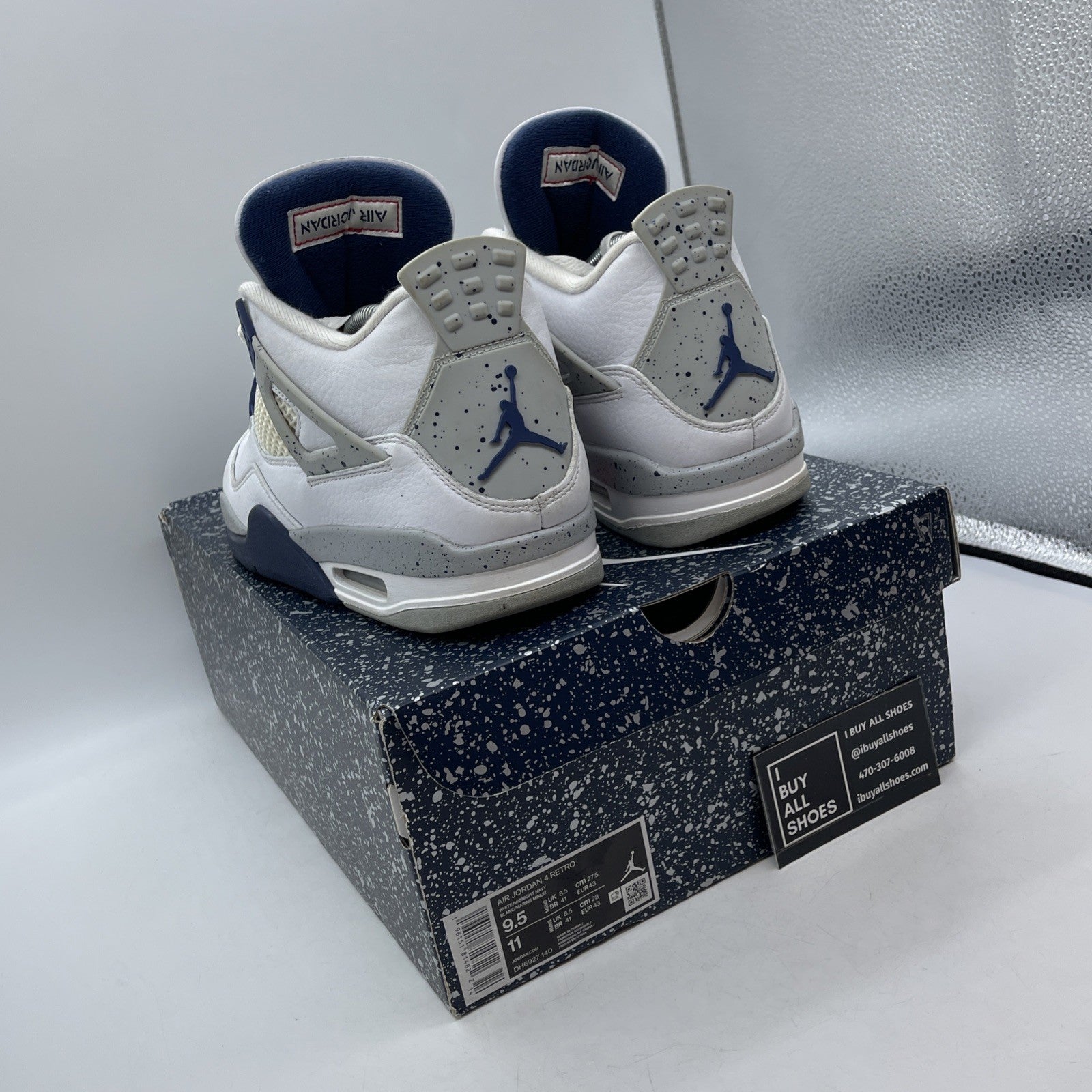 Size 9.5 - Jordan 4 Retro Mid Midnight Navy White Leather (DH6927-140)