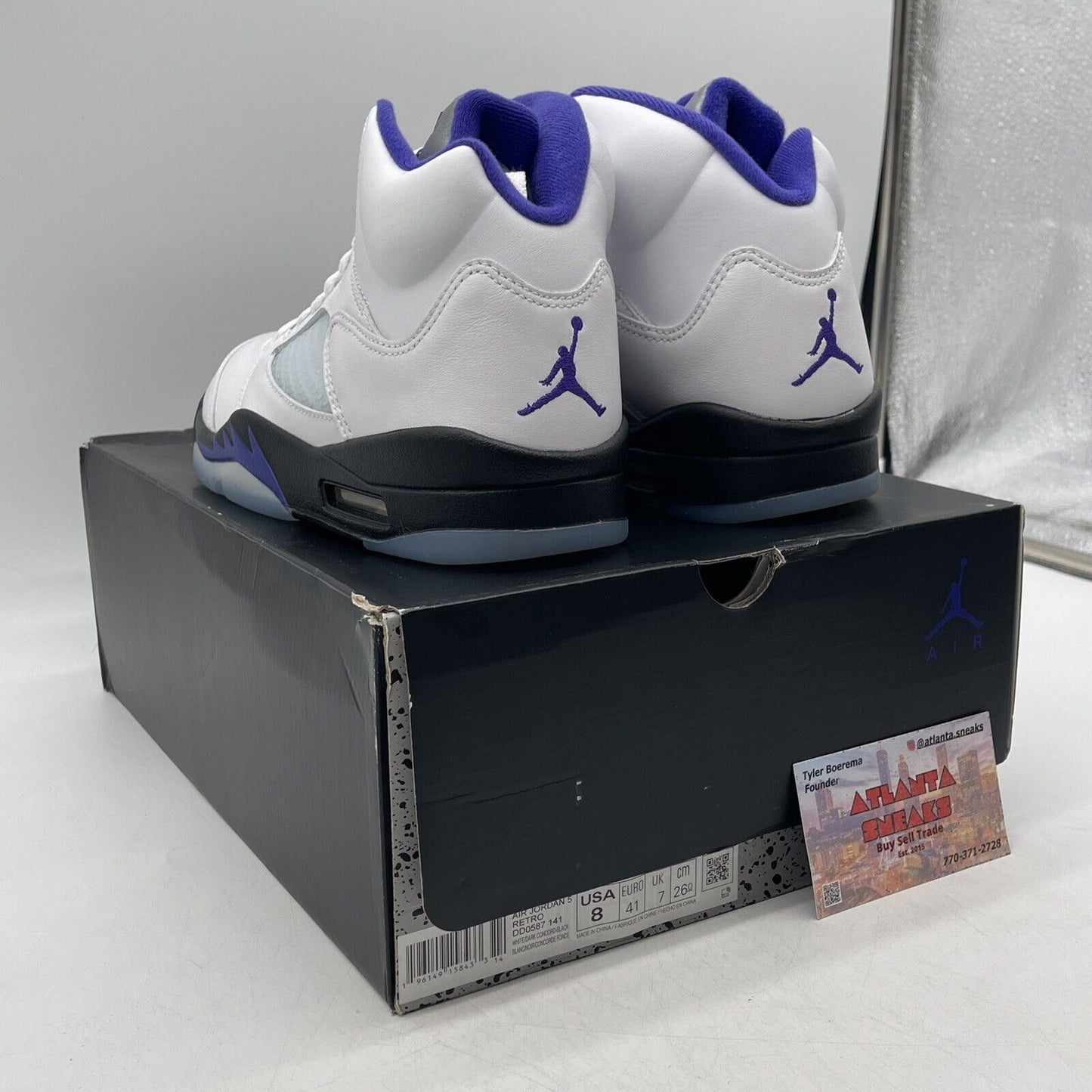 Size 8 - Jordan 5 Concord 2022 White Purple Black silver Leather (DD0587-141)