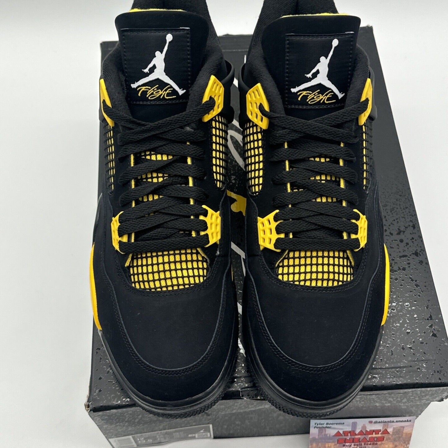 Size 12 - Jordan 4 Retro Mid Thunder Yellow Black Suede New Release Hot Shoes