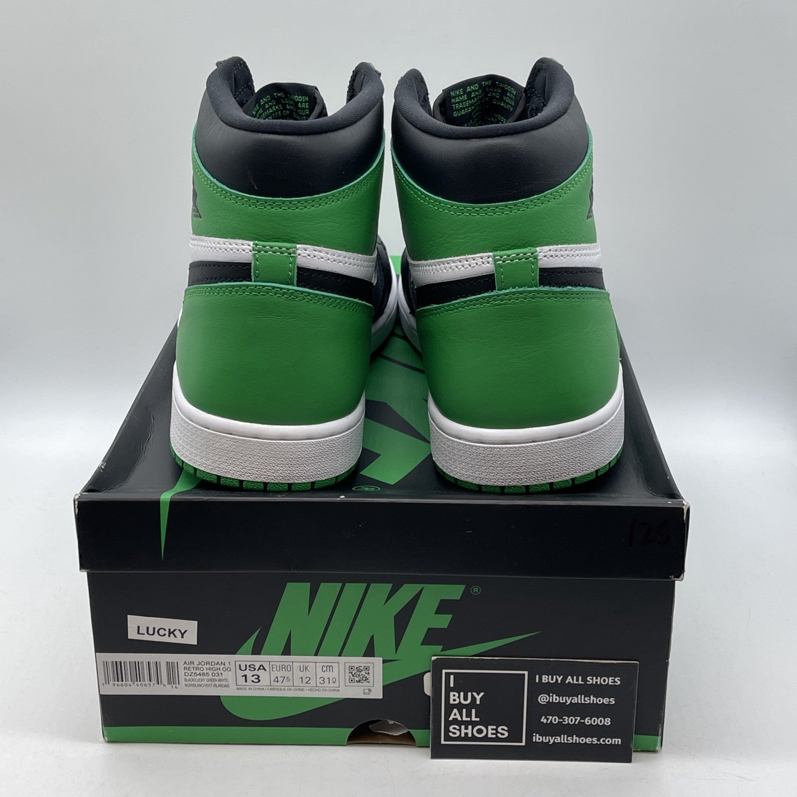 Size 13 - Air Jordan 1 Retro OG High Lucky Green Black Leather (DZ5485-031)
