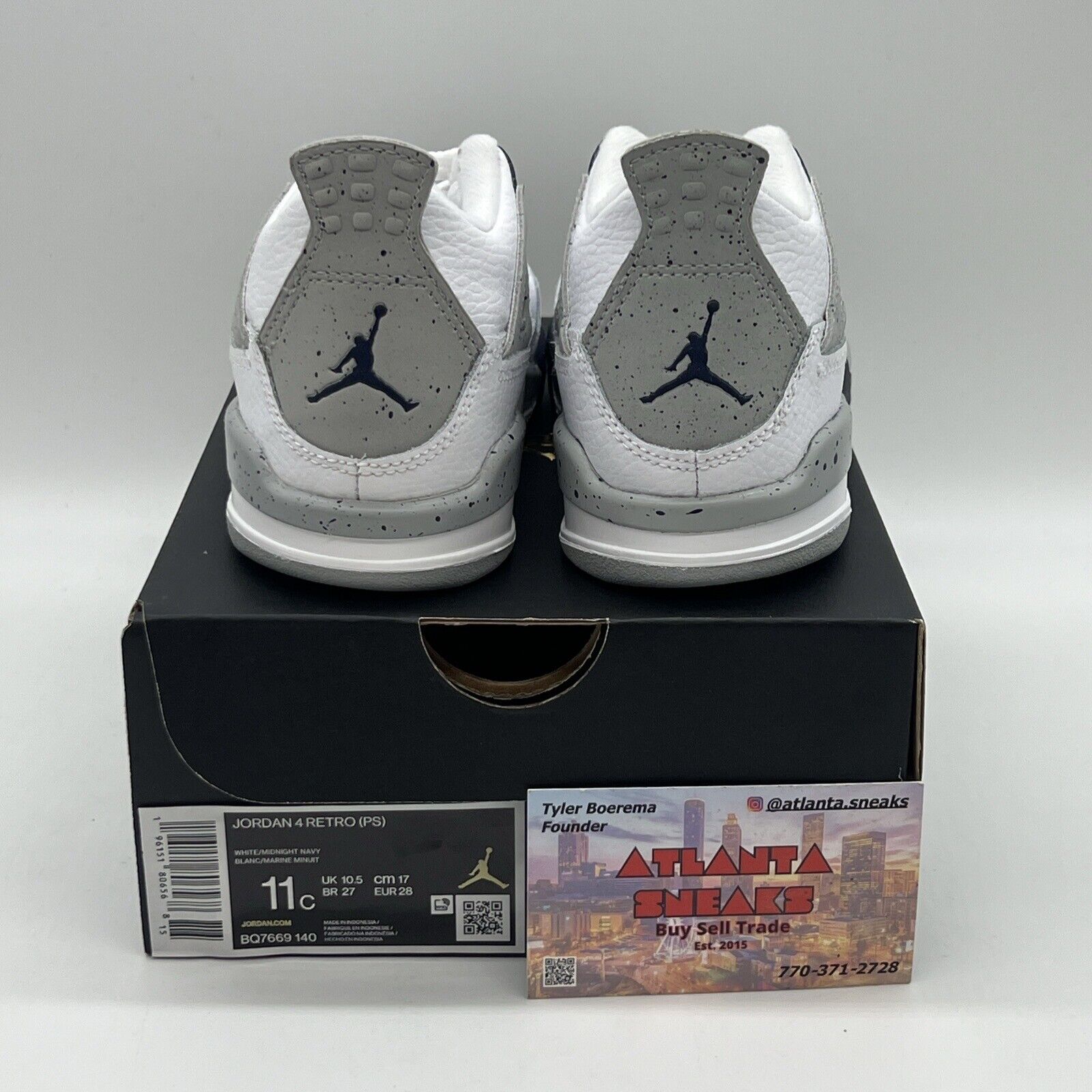 Little Kid's Jordan 4 Retro "Midnight Navy" White/Midnight Navy (BQ7669 140)