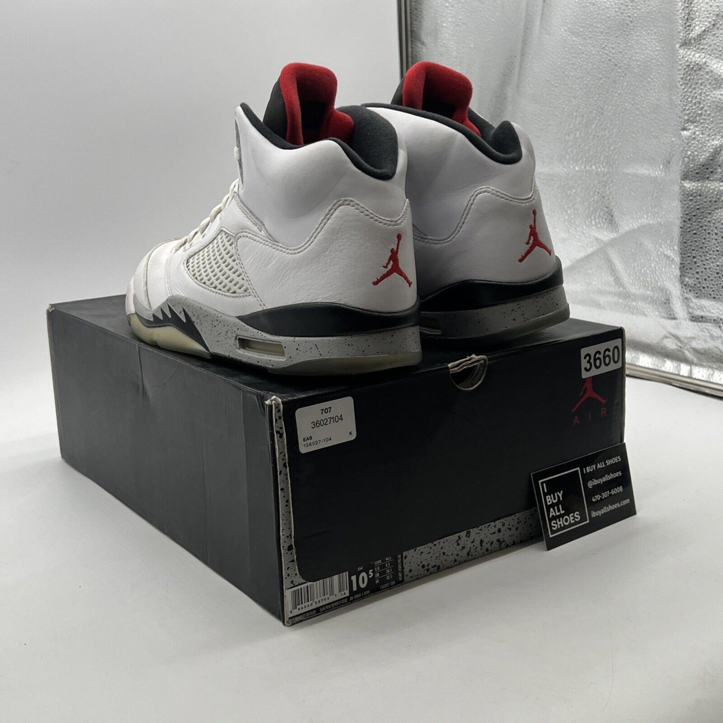 Size 10.5 - Air Jordan 5 Retro White Cement (136027-104)
