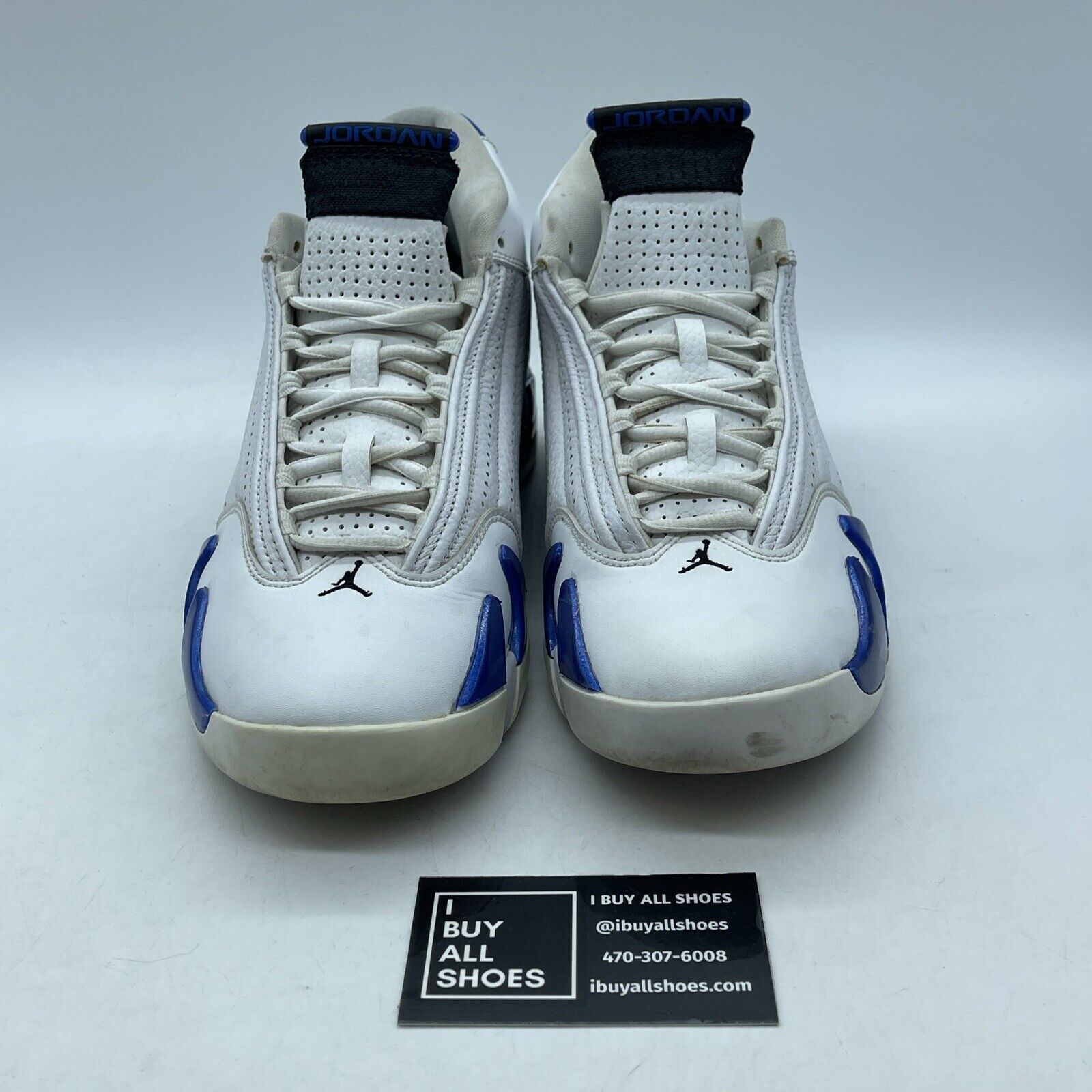 Size 8.5 - Air Jordan 14 Retro Hyper Royal White Blue Leather (487471-104)