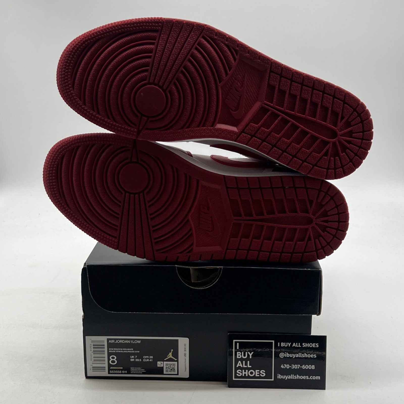 Size 8 - Air Jordan 1 Low Gym Red (553558-611)