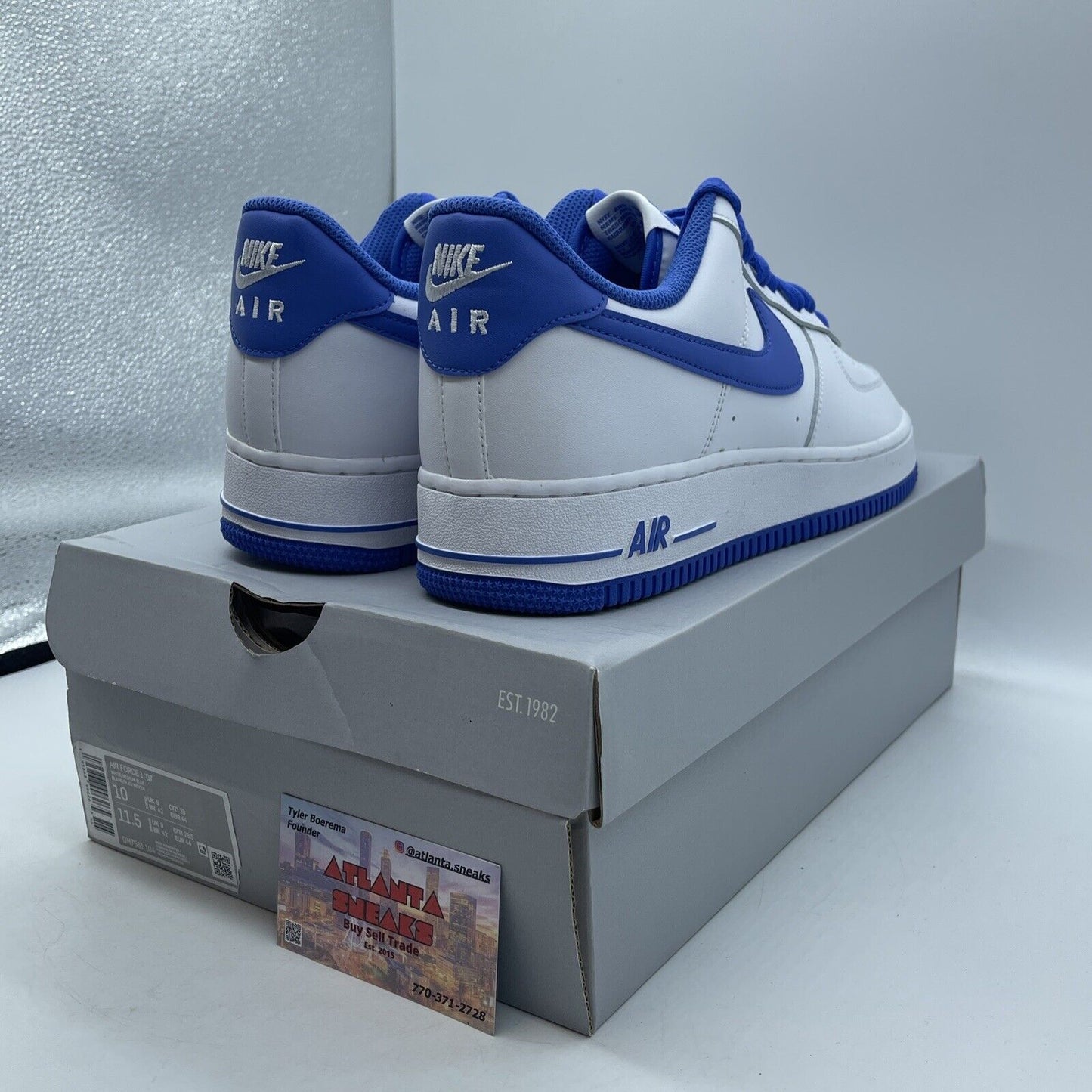 Size 10 - Nike Air Force 1 '07 White Medium Blue 2022 White Leather (DH7561-104)