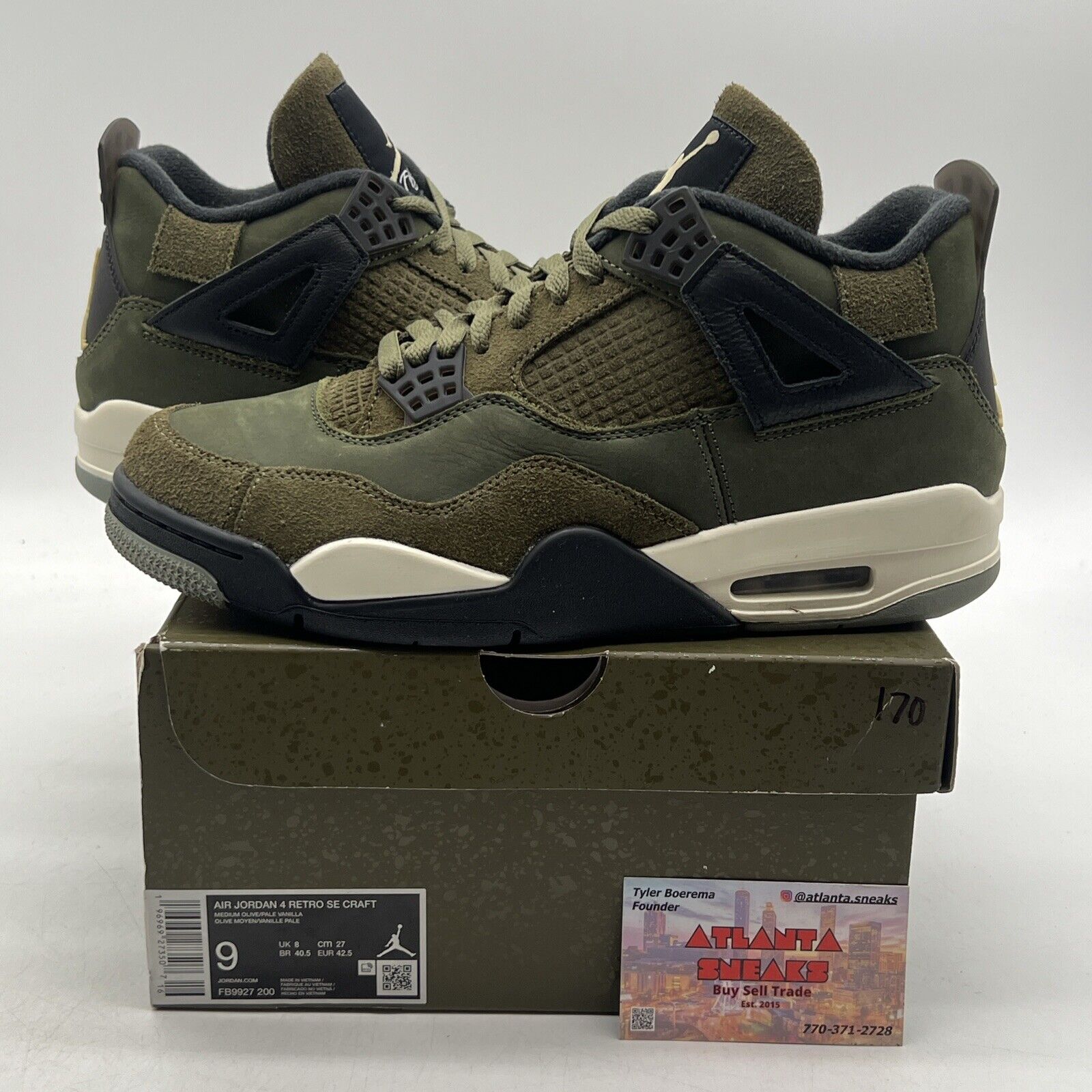 Size 9 - Jordan 4 SE Retro Low Craft - Olive Black White Suede (FB9927-200)