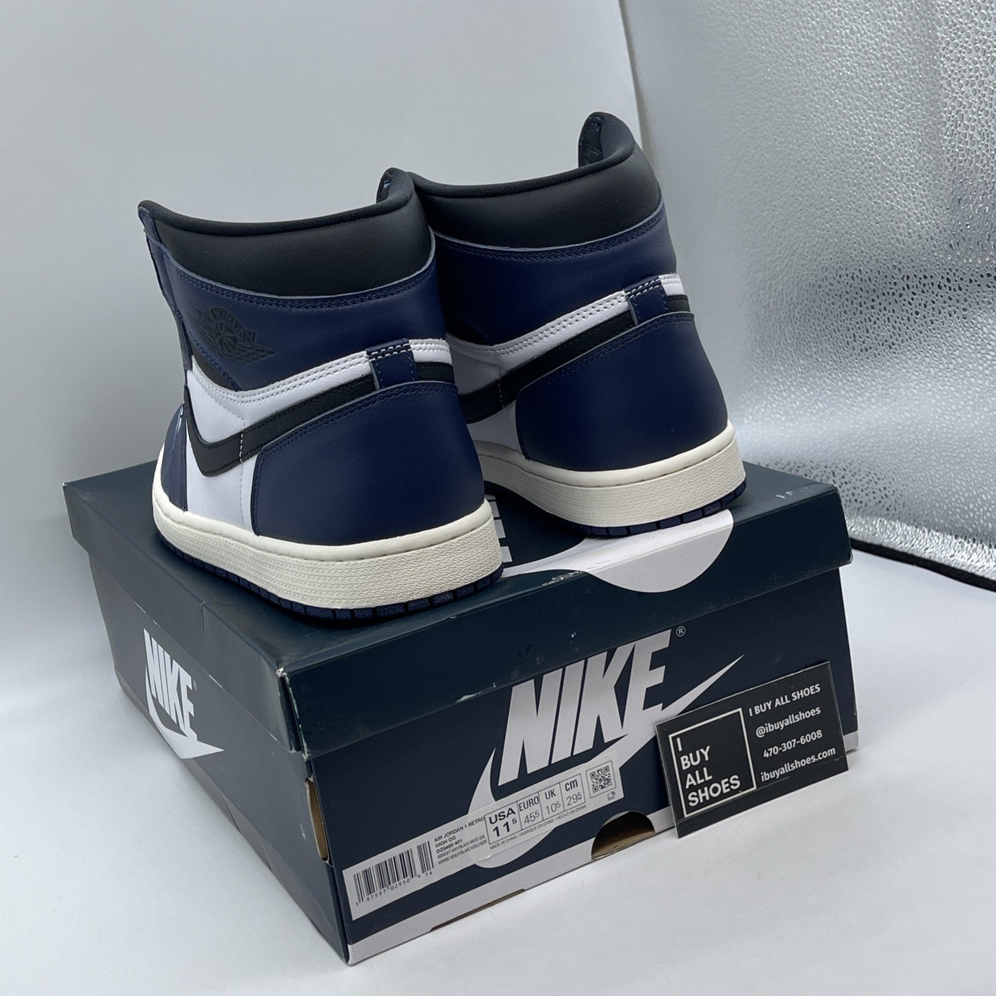 Size 11.5 - Air Jordan 1 Retro OG High Midnight Navy White Leather (DZ5485-401)