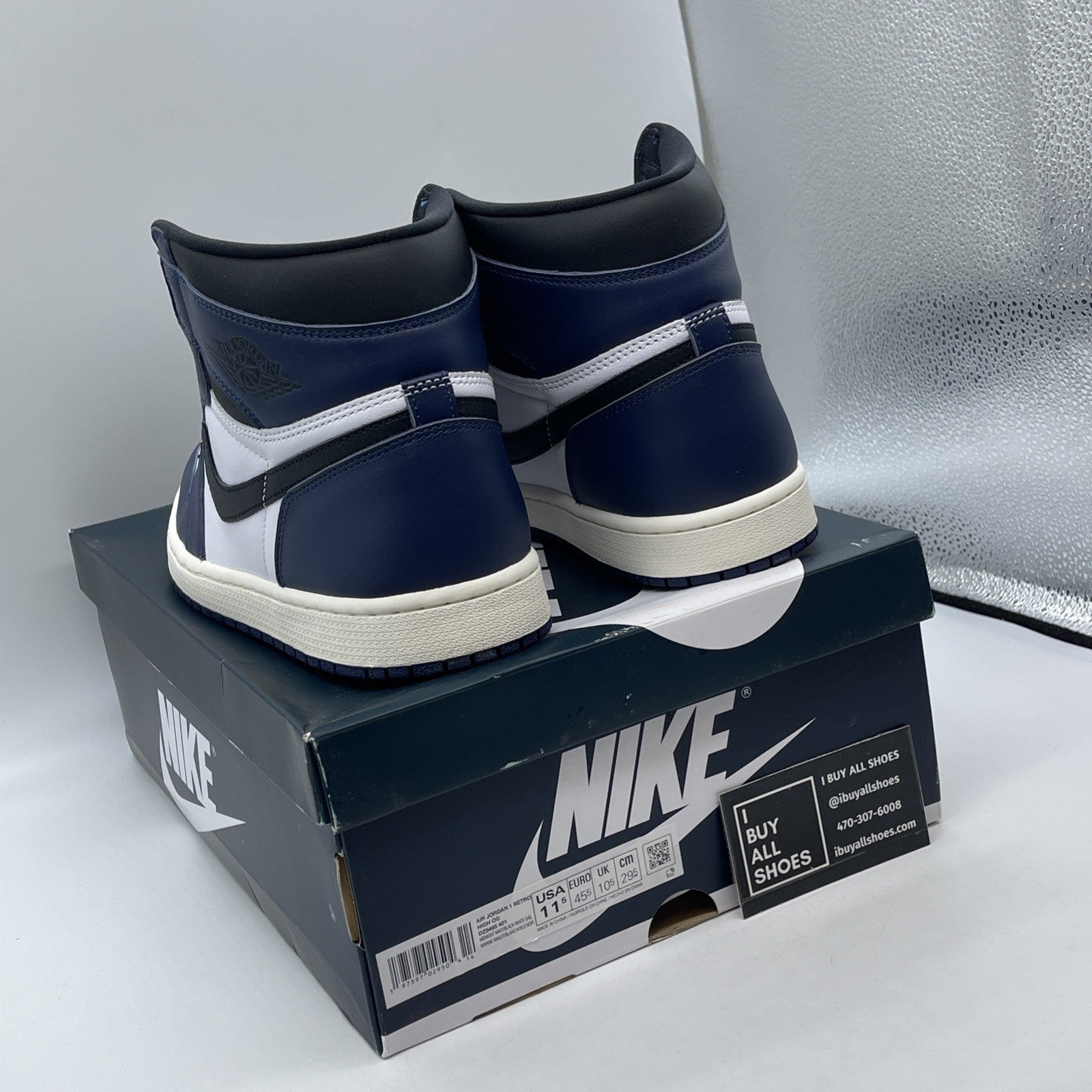 Size 11.5 - Air Jordan 1 Retro OG High Midnight Navy White Leather (DZ5485-401)