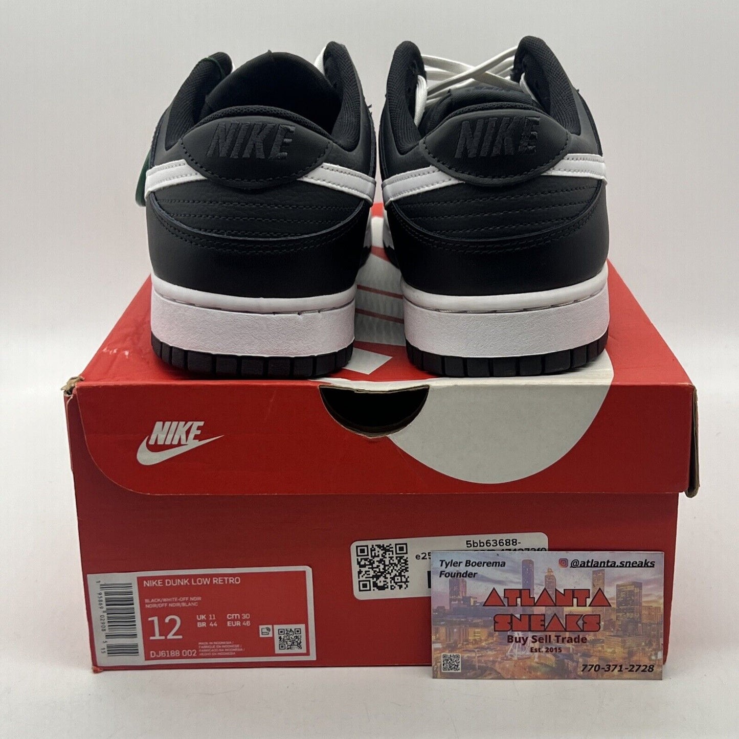 Size 12 - Nike Dunk Low Black Panda White Leather (DJ6188-002)