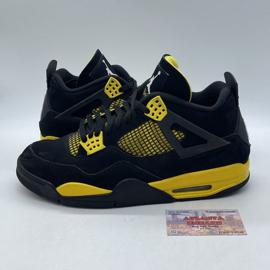 Size 13 - Jordan 4 Retro Mid Thunder Yellow Leather Black Suede (DH6927-017)