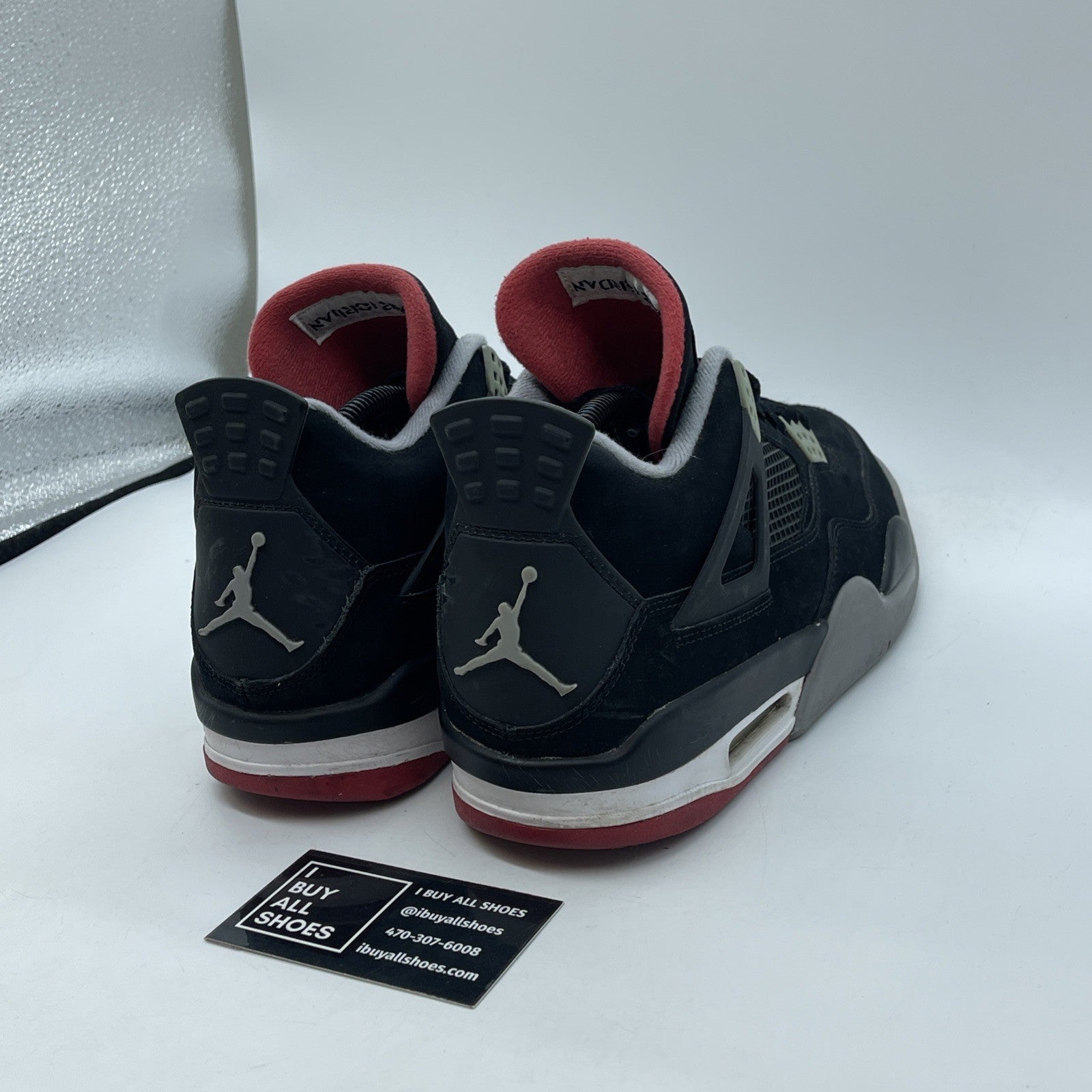 Size 9.5 - Jordan 4 Retro bred release Black Grey Suede (308497-089)
