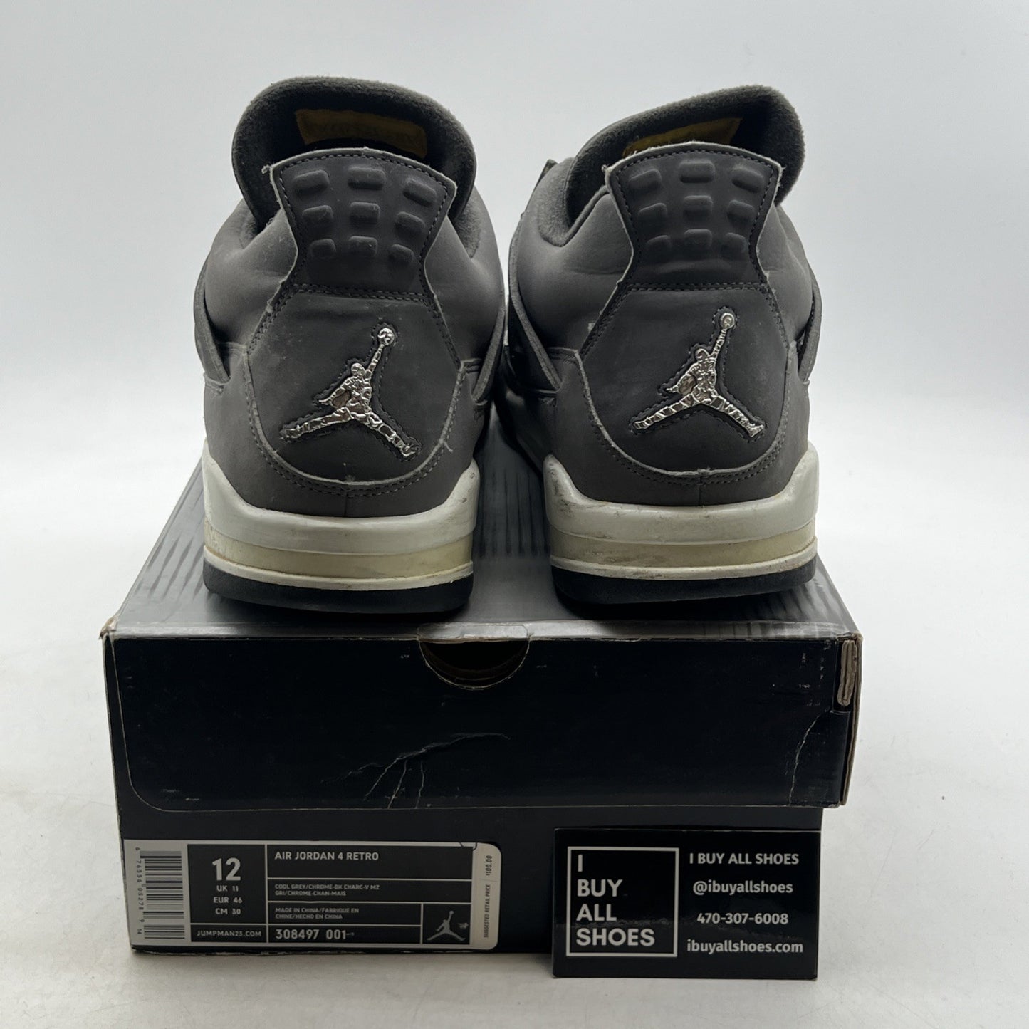 Size 12 - Air Jordan 4 Retro 2004 Cool Grey (308497-001)