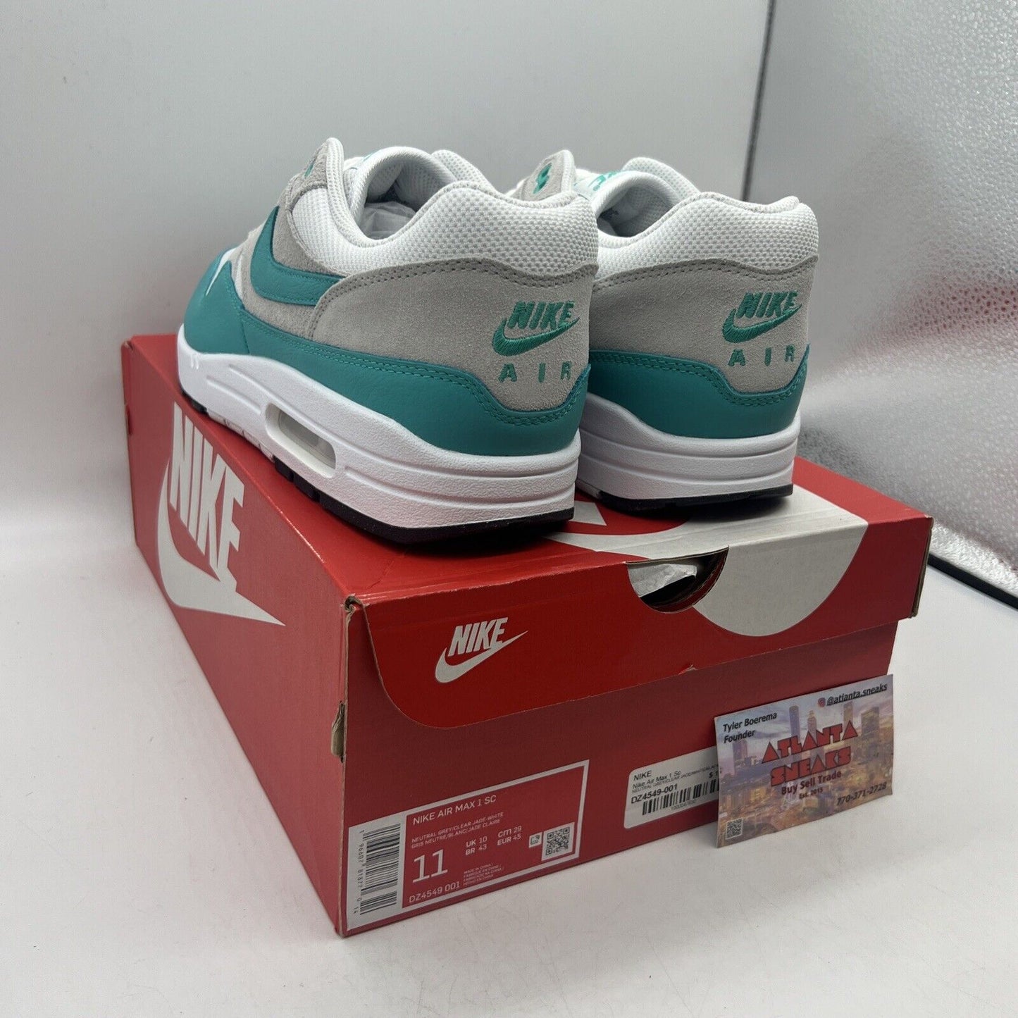 Size 11 - Nike Air Max 1 Low Clear Jade Brand New Og All