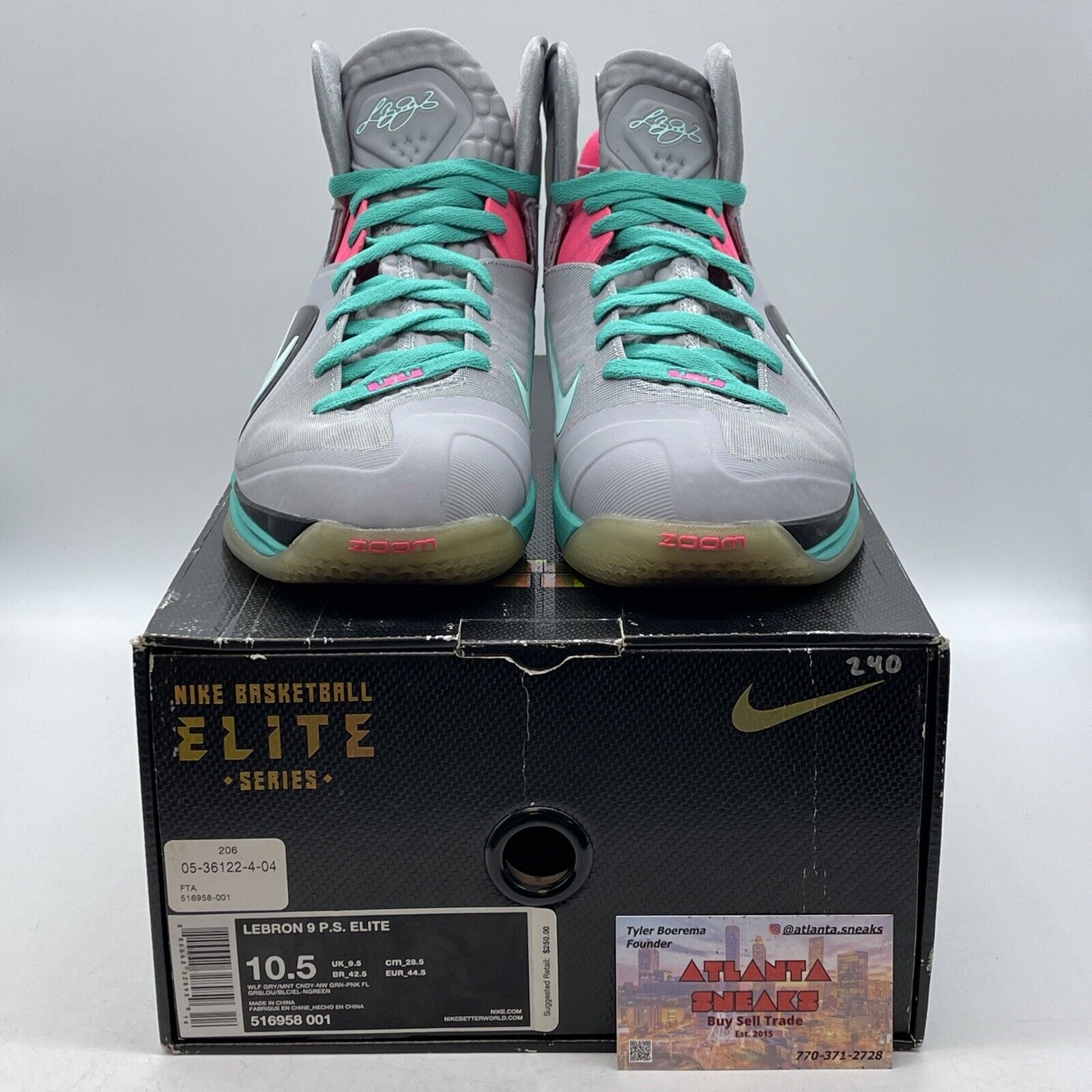 Size 10.5 - Nike LeBron 9 P.S. Elite South Beach Suede Leather (516958-001)