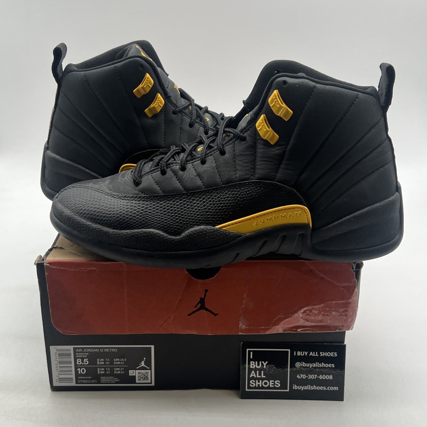 Size 8.5 - Air Jordan 12 Retro Mid Black Taxi (CT8013-071)