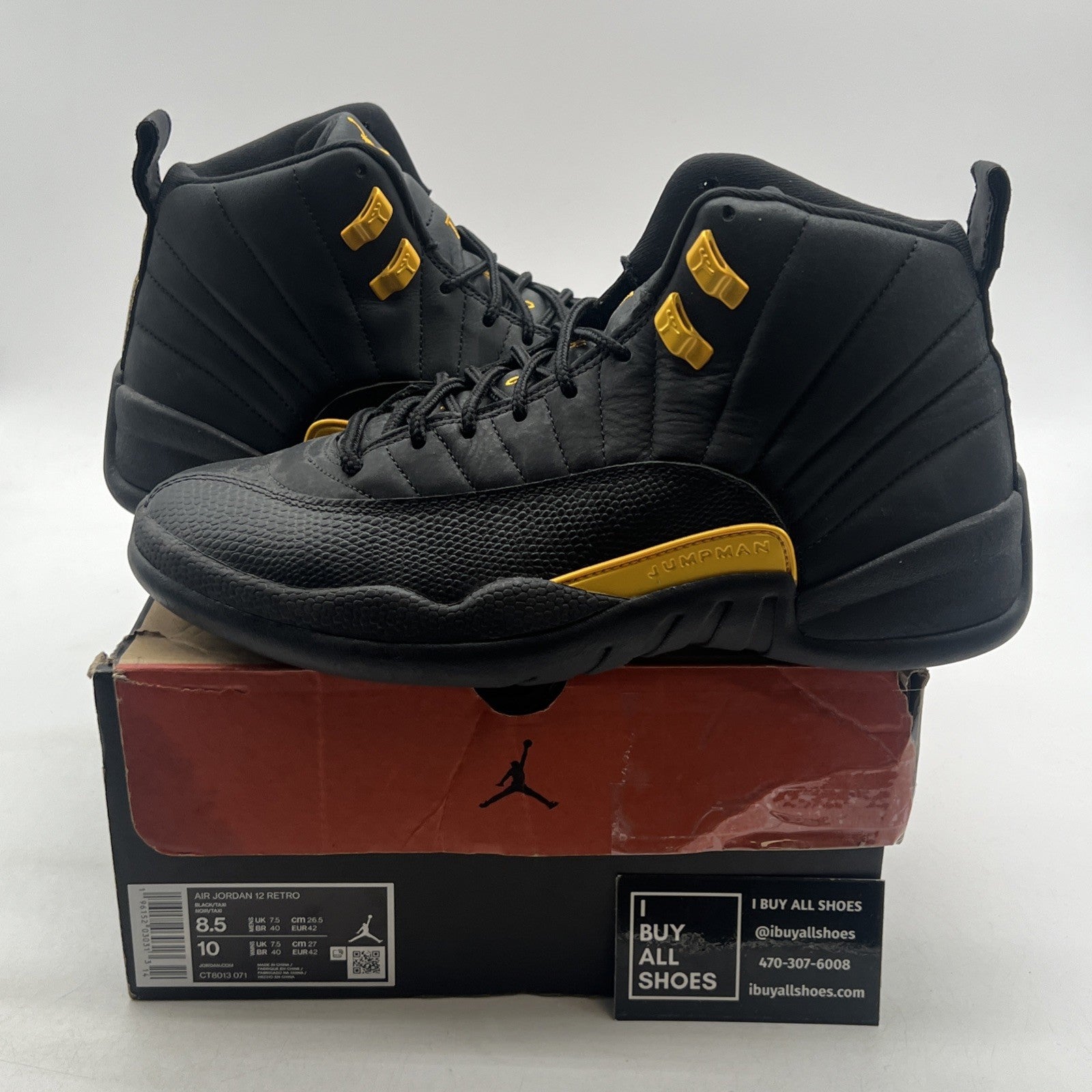 Size 8.5 - Air Jordan 12 Retro Mid Black Taxi (CT8013-071)
