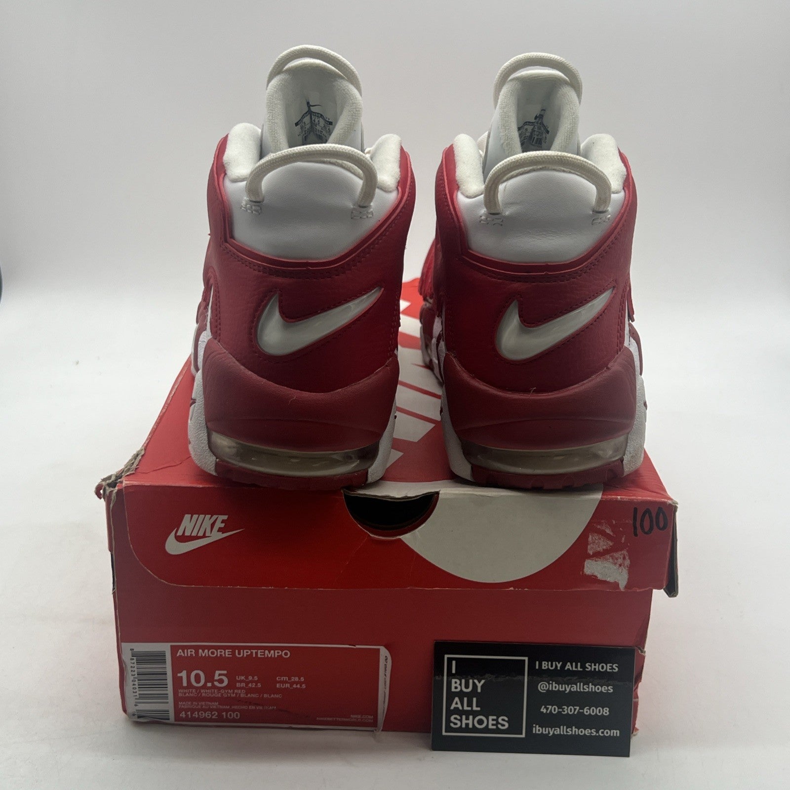 Size 10.5 - Nike Air More Uptempo White Red (414962-100)