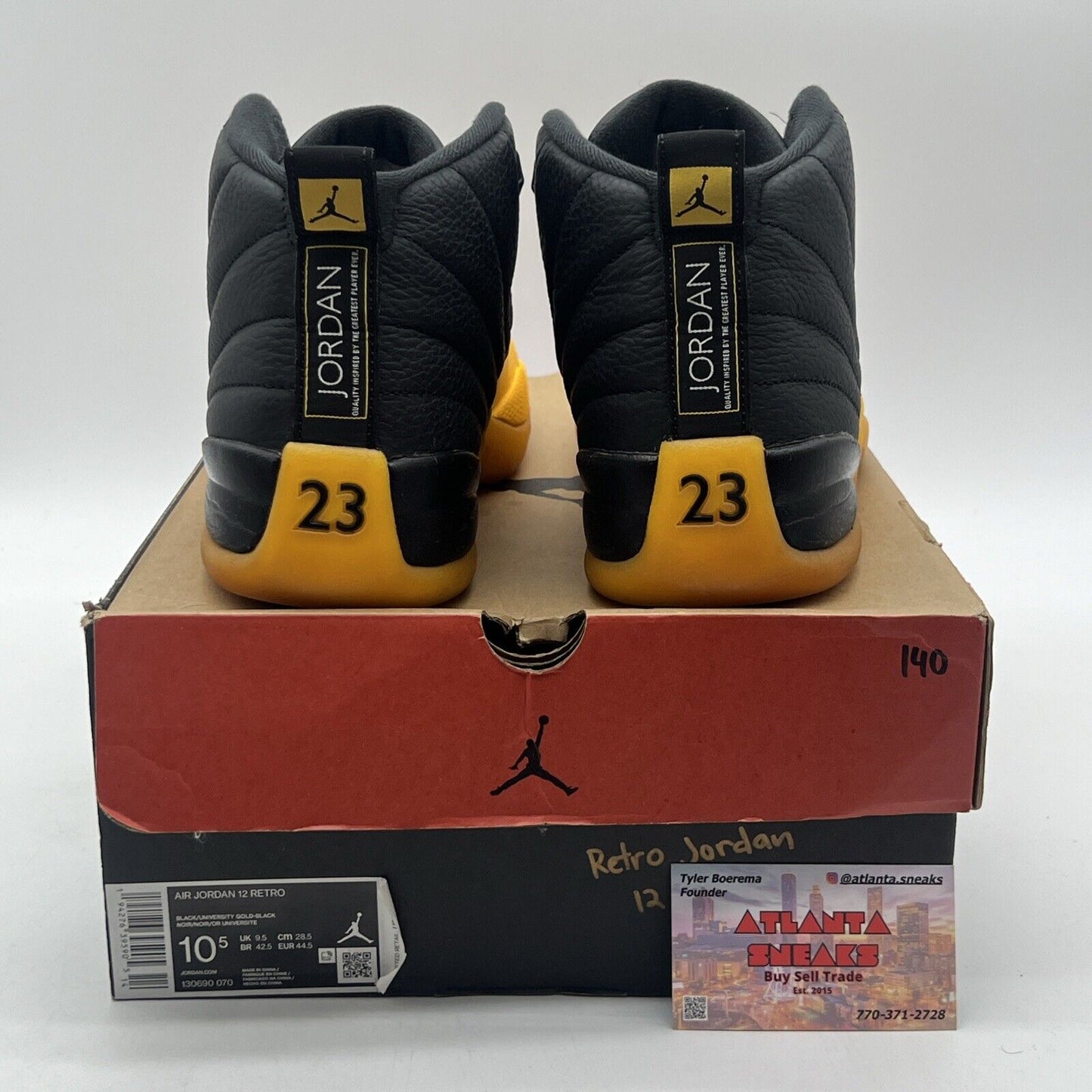 Size 10.5 - Jordan 12 Retro University Gold 2020 Black Yellow Leather 130690-070