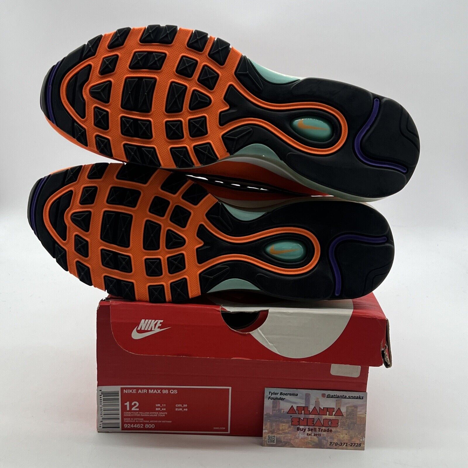 Size 12 - Nike Air Max 98 QS Cone (924462-800)