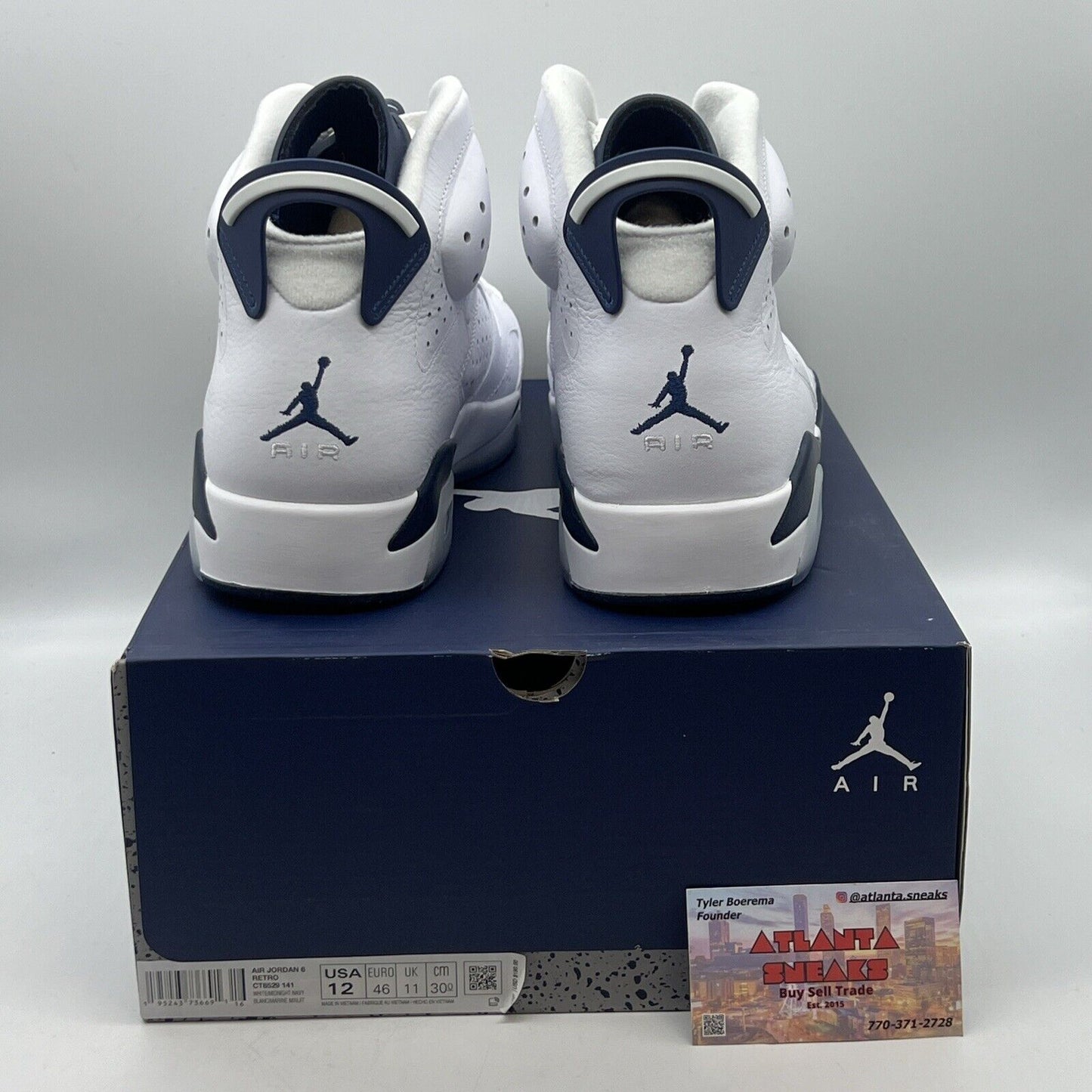 Size 12 - Jordan 6 Retro Midnight Navy Brand New Og All White